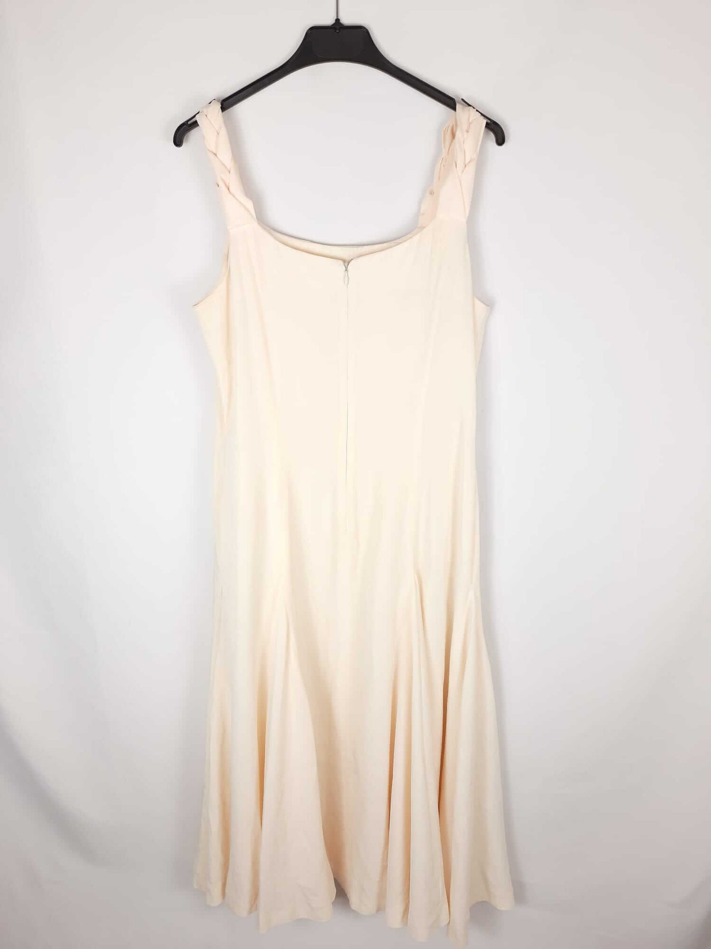 PILAR SAN JUAN. Vestido largo color crema de tirantes trenzados T.U (S/M)