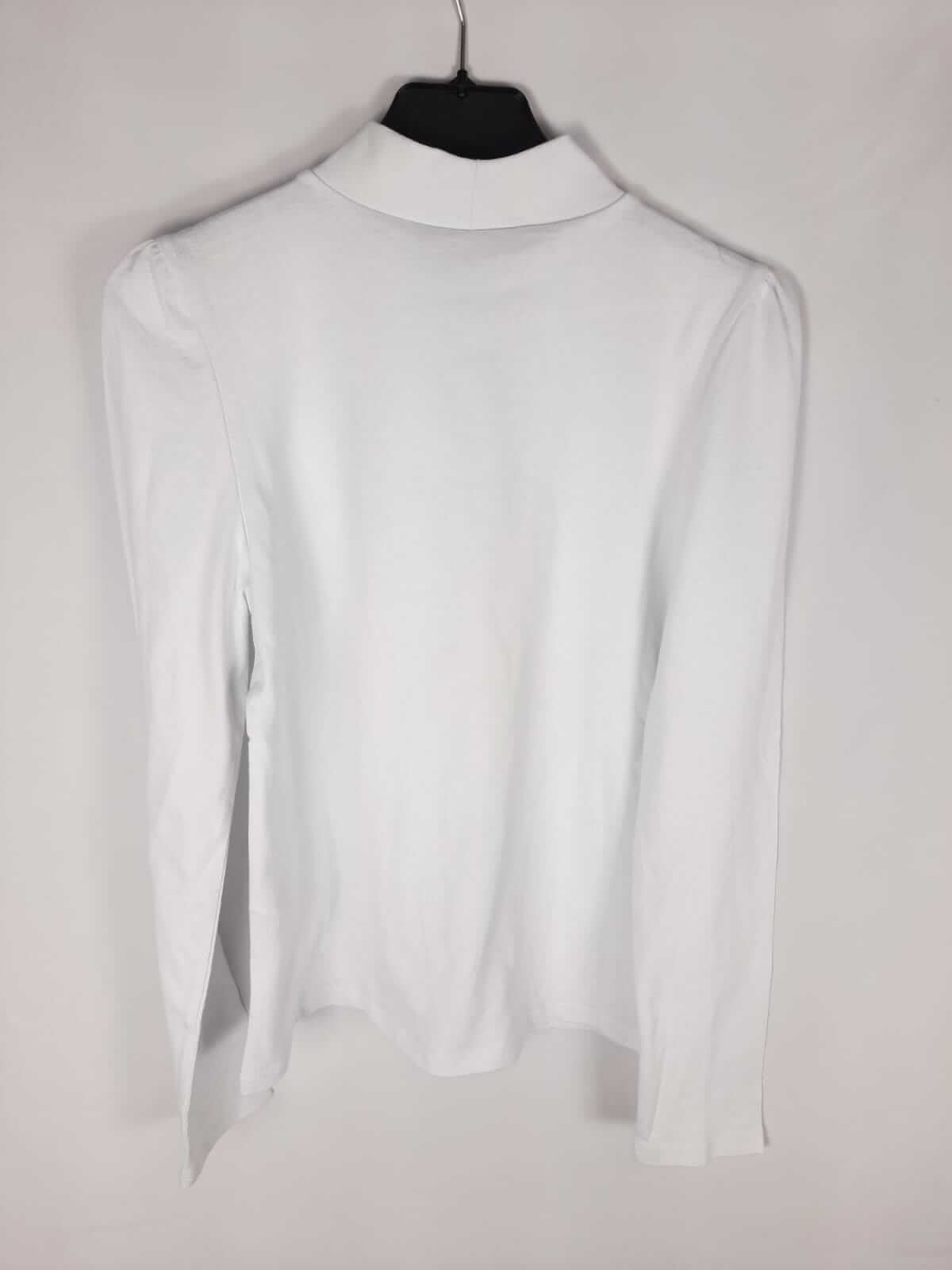 ZARA. camiseta blanca manga larga T.s