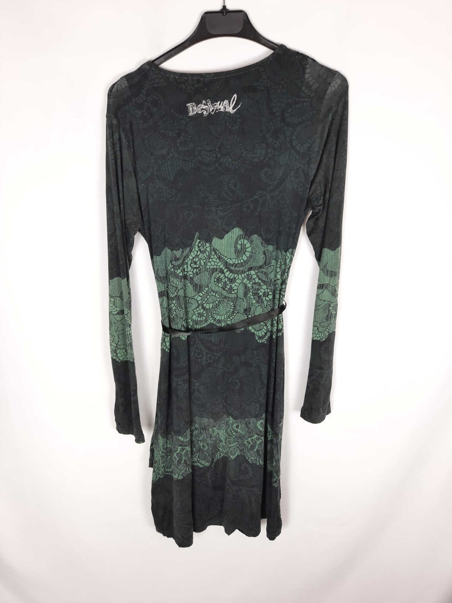 DESIGUAL. Vestido verde y grises T. m