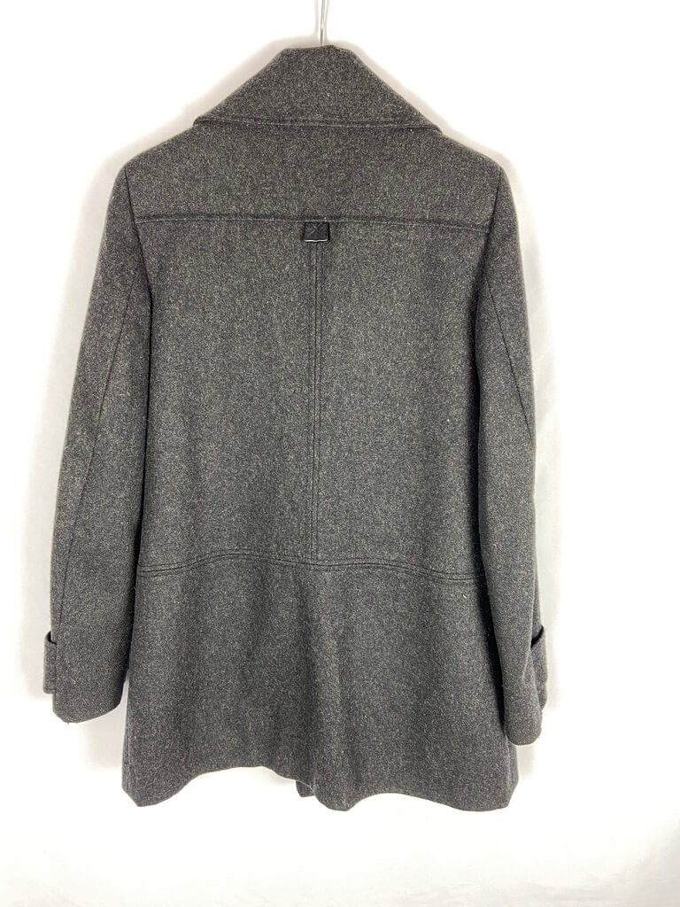 MANGO. Abrigo de paño gris oscuro T. m