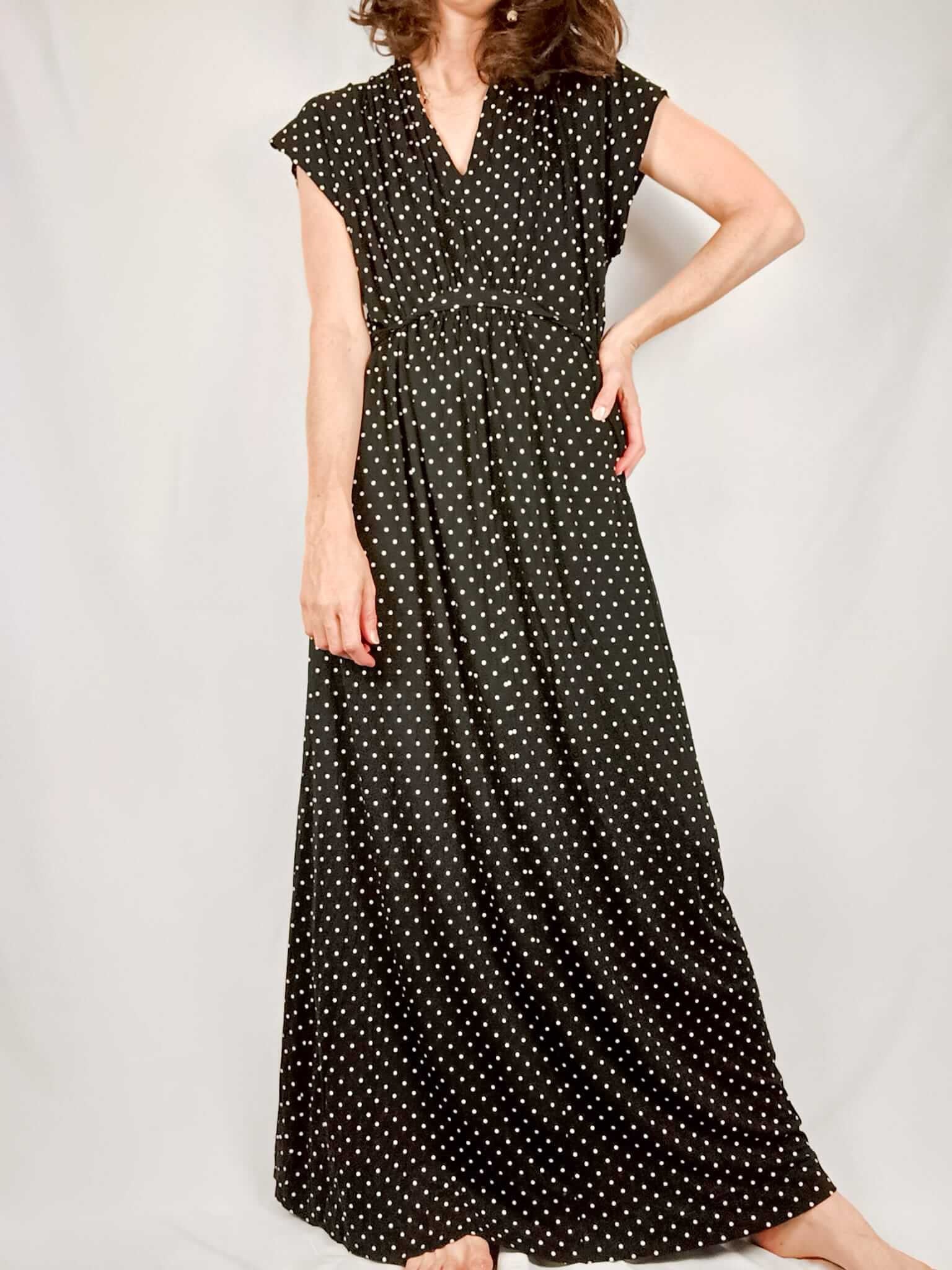 FRENCH CONNECTION. Long black polka dot dress TM – Hibuy market