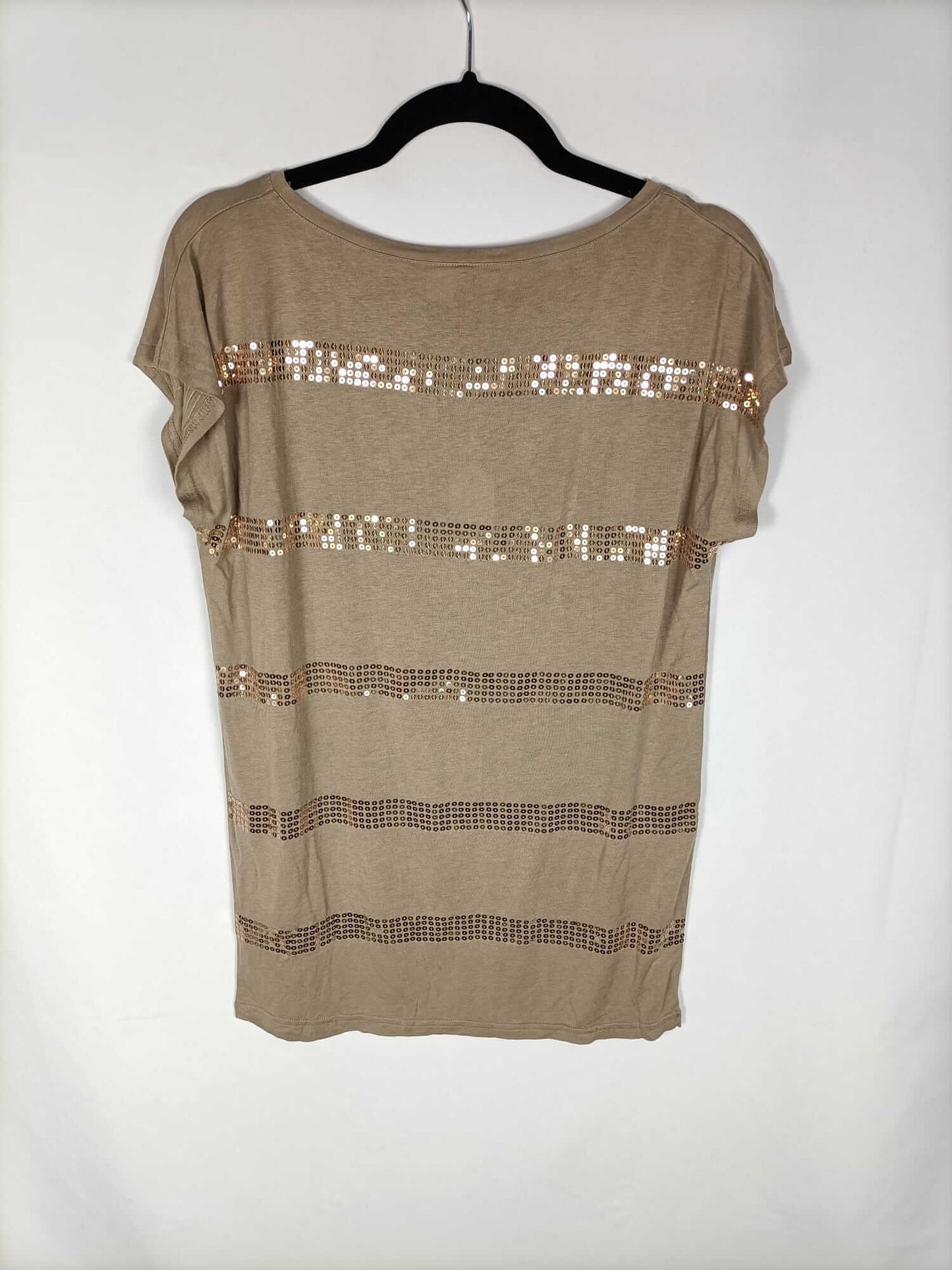 H&M. Beige sequin T-shirt T.34