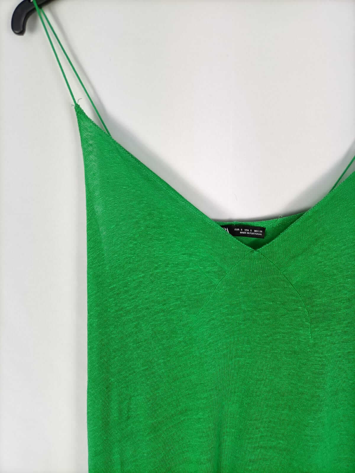 ZARA.Vestido midi verde lino T.s