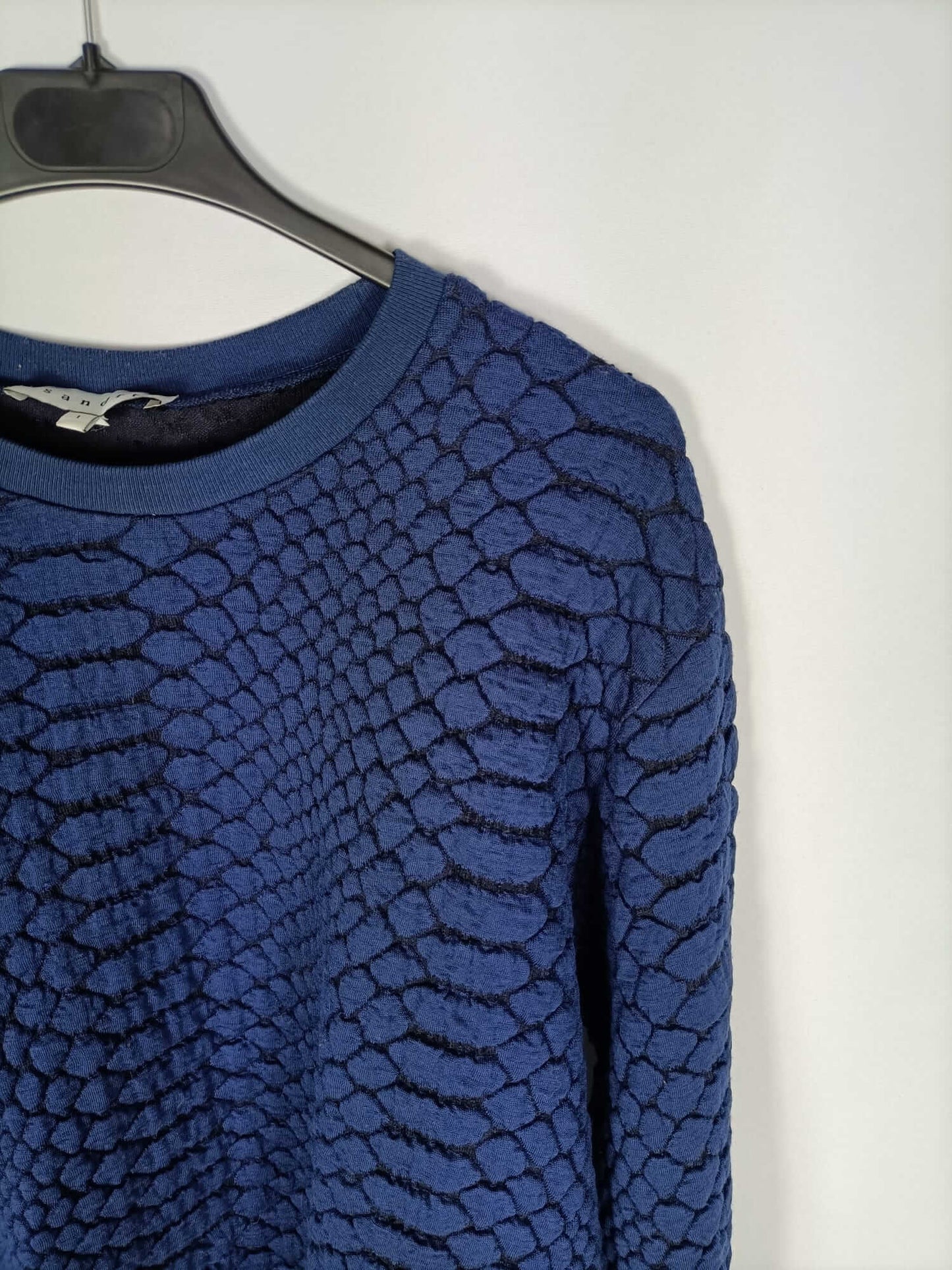 SANDRO.Blue textured jersey T.1 (S)