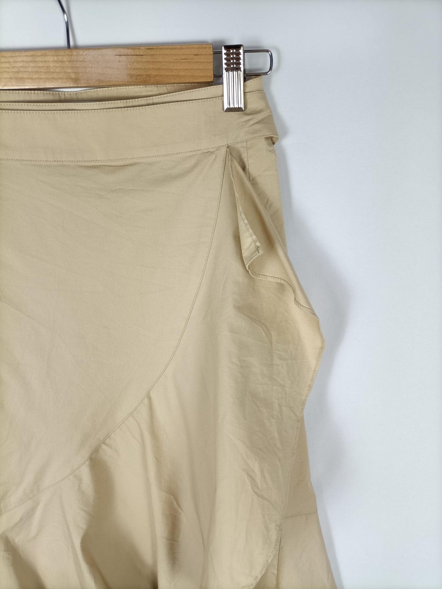 MANGO. Falda midi beige T.m