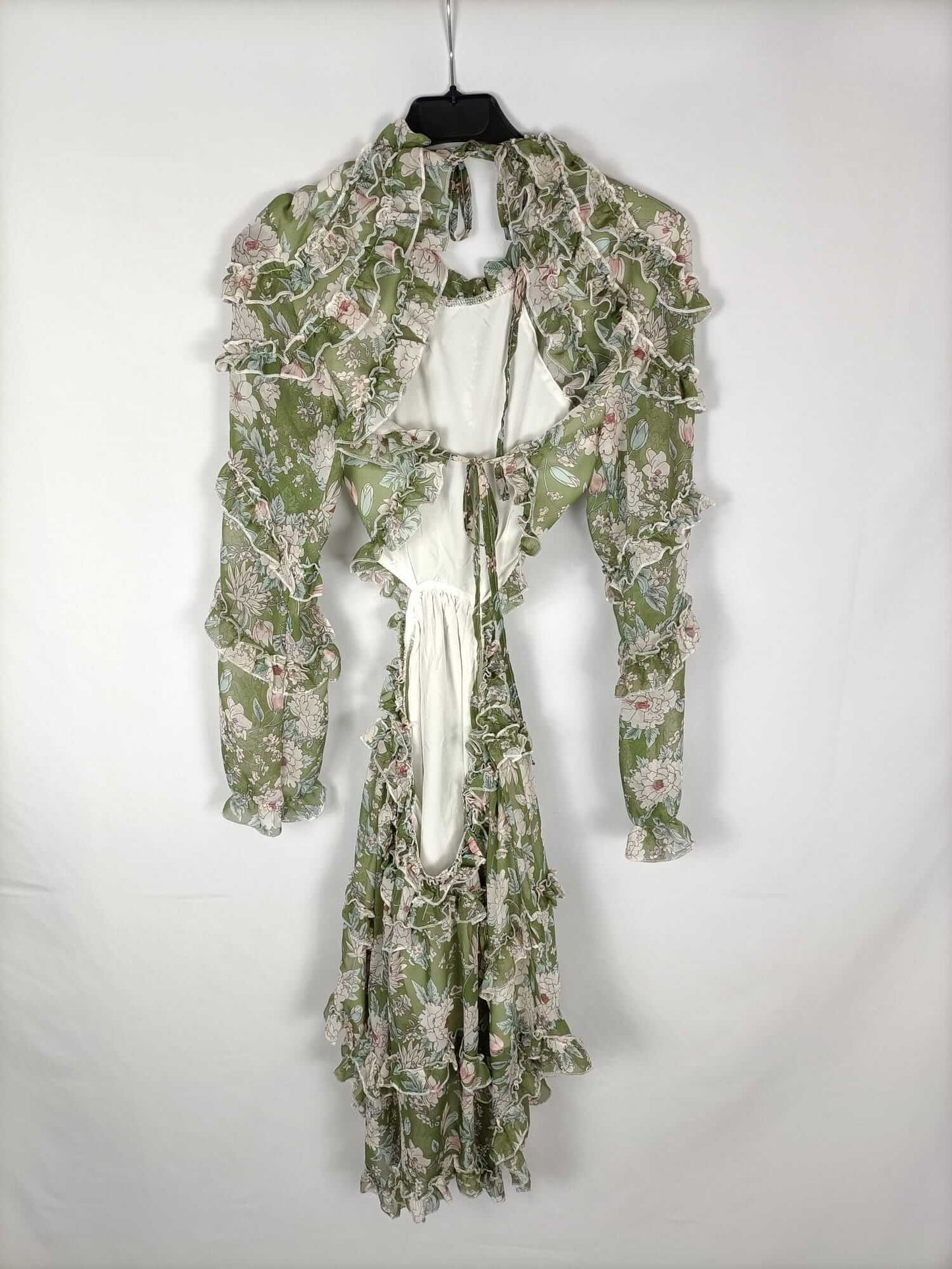 FETICHES SUANCES. Vestido verde flores T.s