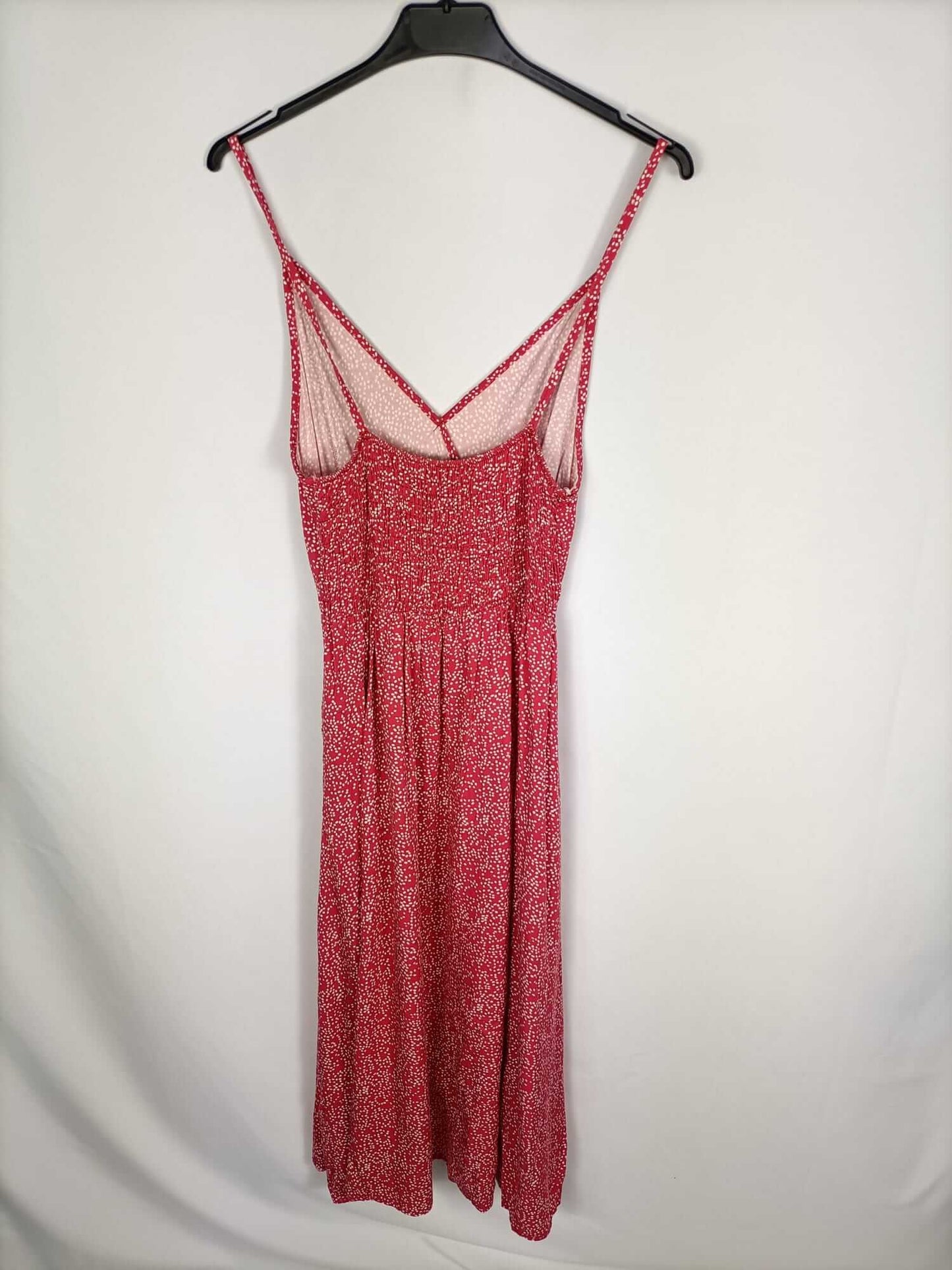 VALENTINA.Vestido rojo midi lunares T.L