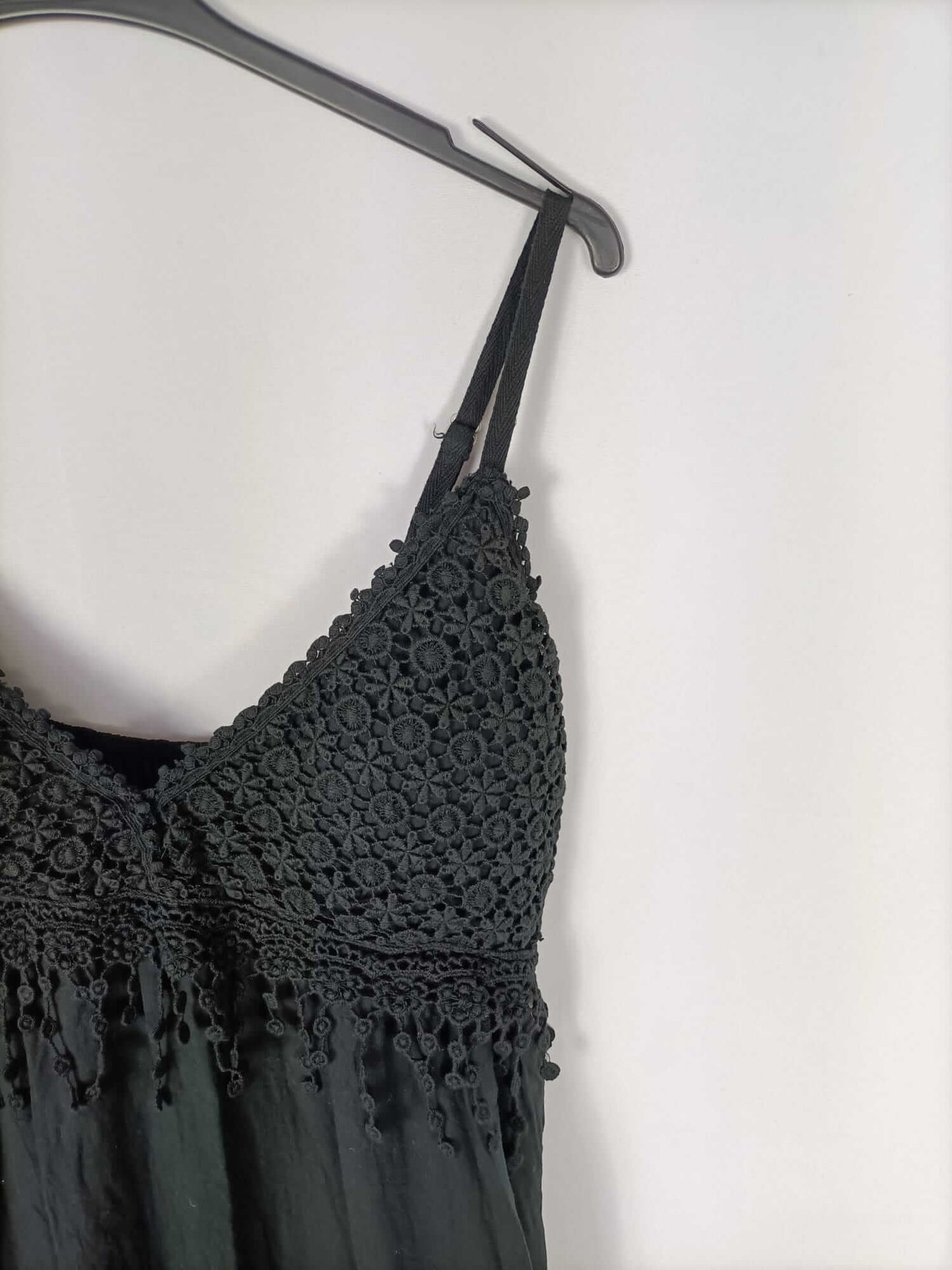 OTRAS.Vestido largo escote croché T.m/l