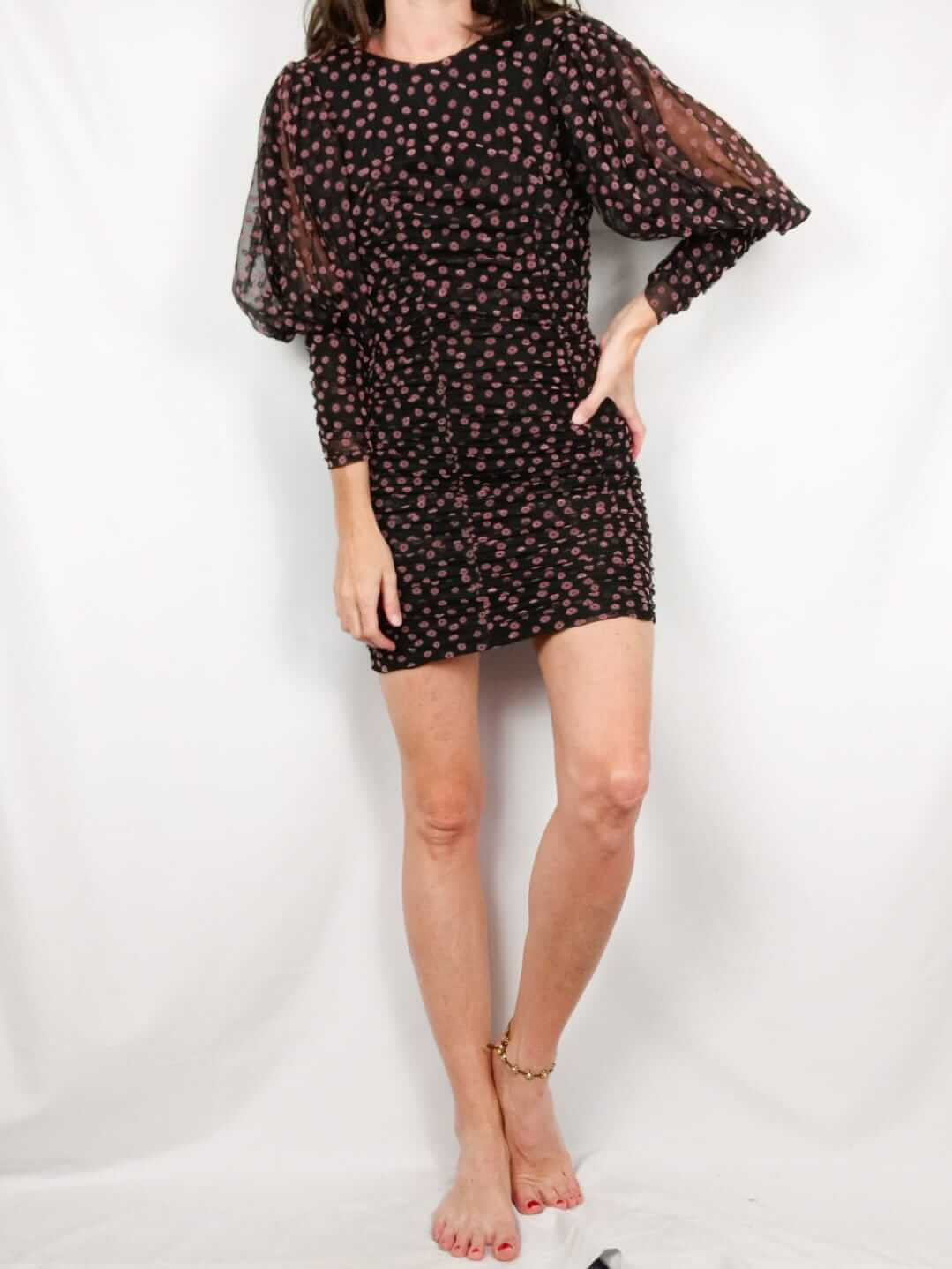 knee length dresses for ladies ZARA.Black mesh dress Tm – Hibuy market