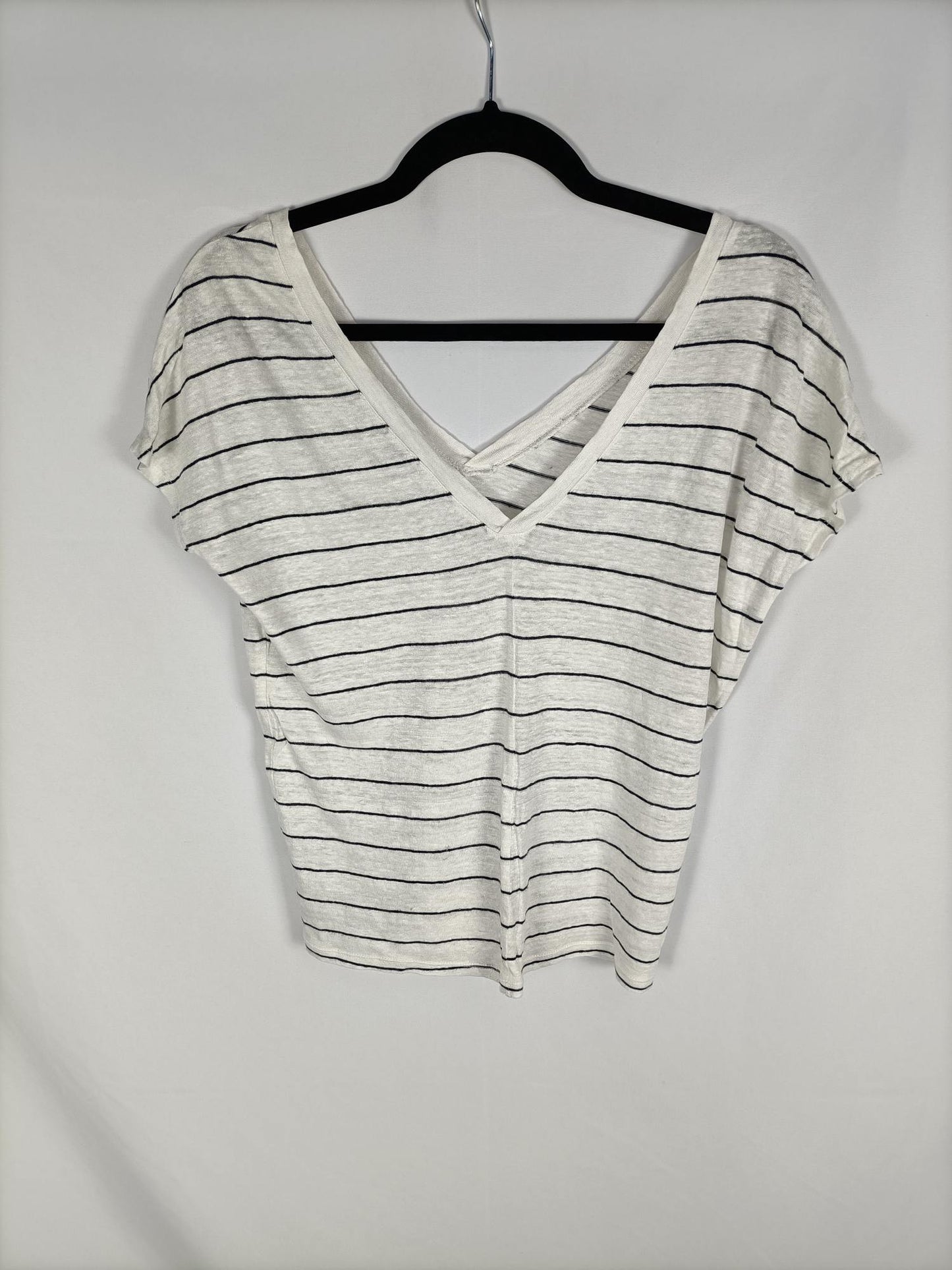 MANGO.White striped T-shirt