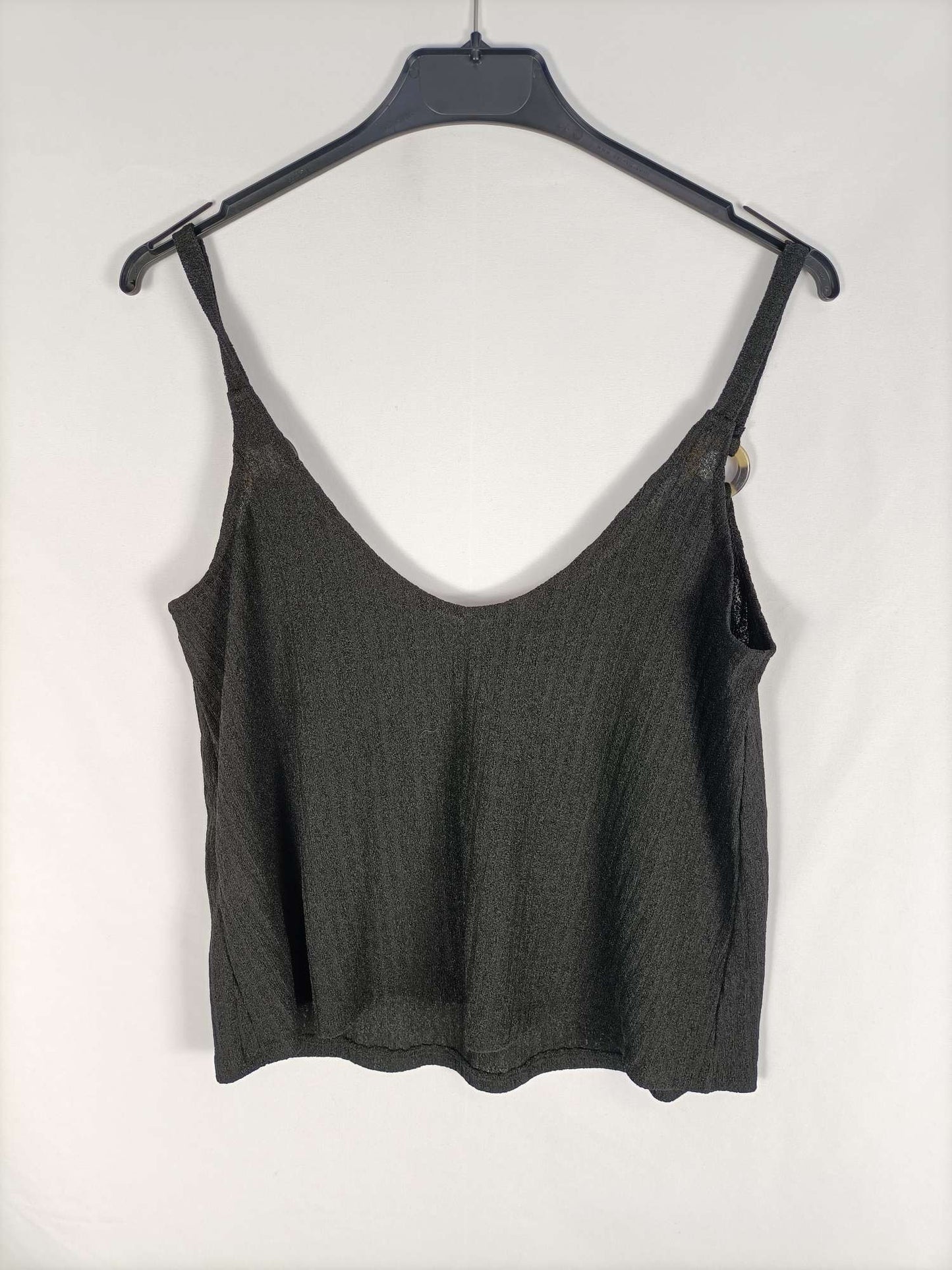 STRADIVARIUS.Top negro fluido T.s