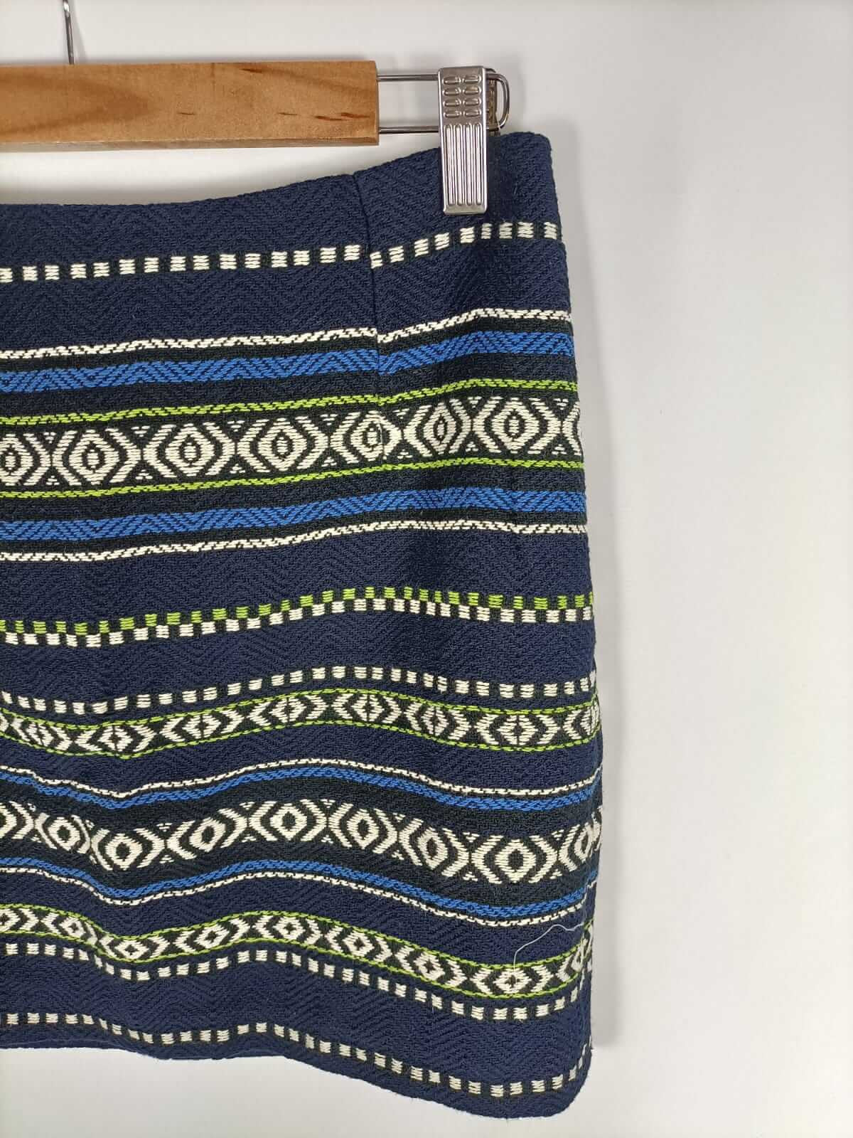 NEVER MIND.Falda azul estampada T.38