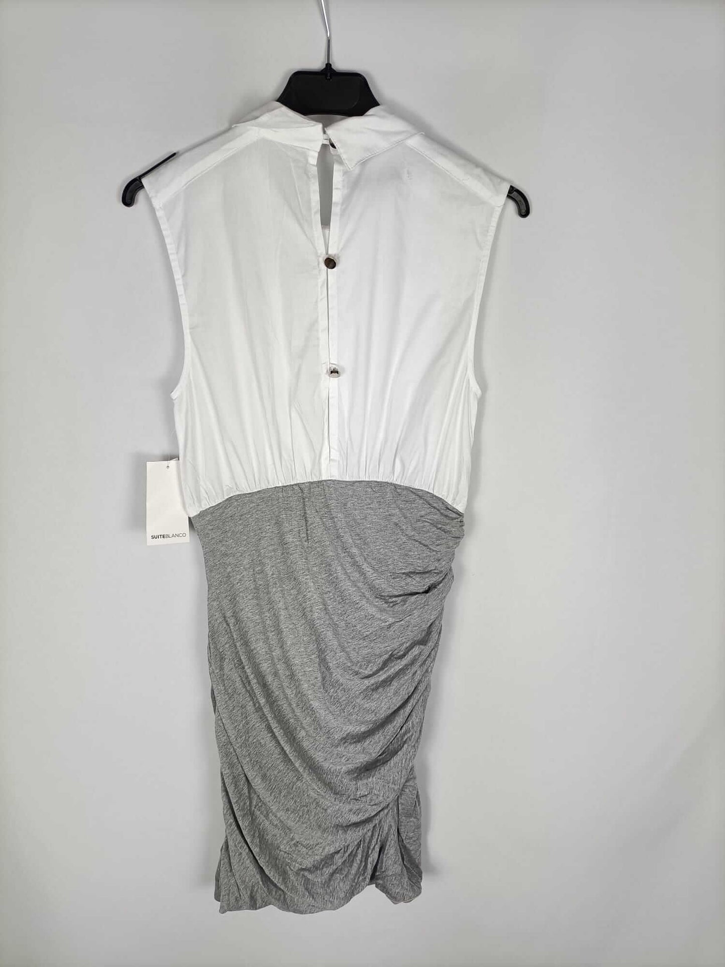 BLANCO.Vestido doble textura gris y blanco T.m