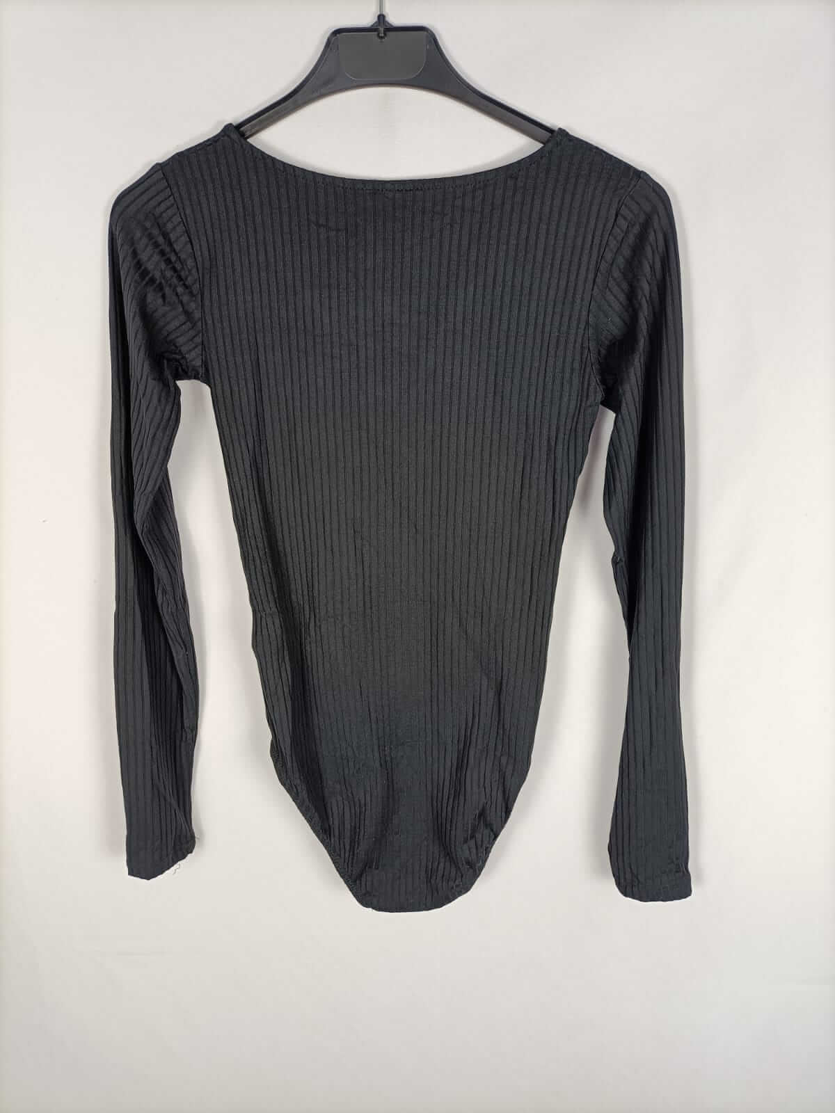 STRADIVARIUS.Body negro canalé T.s