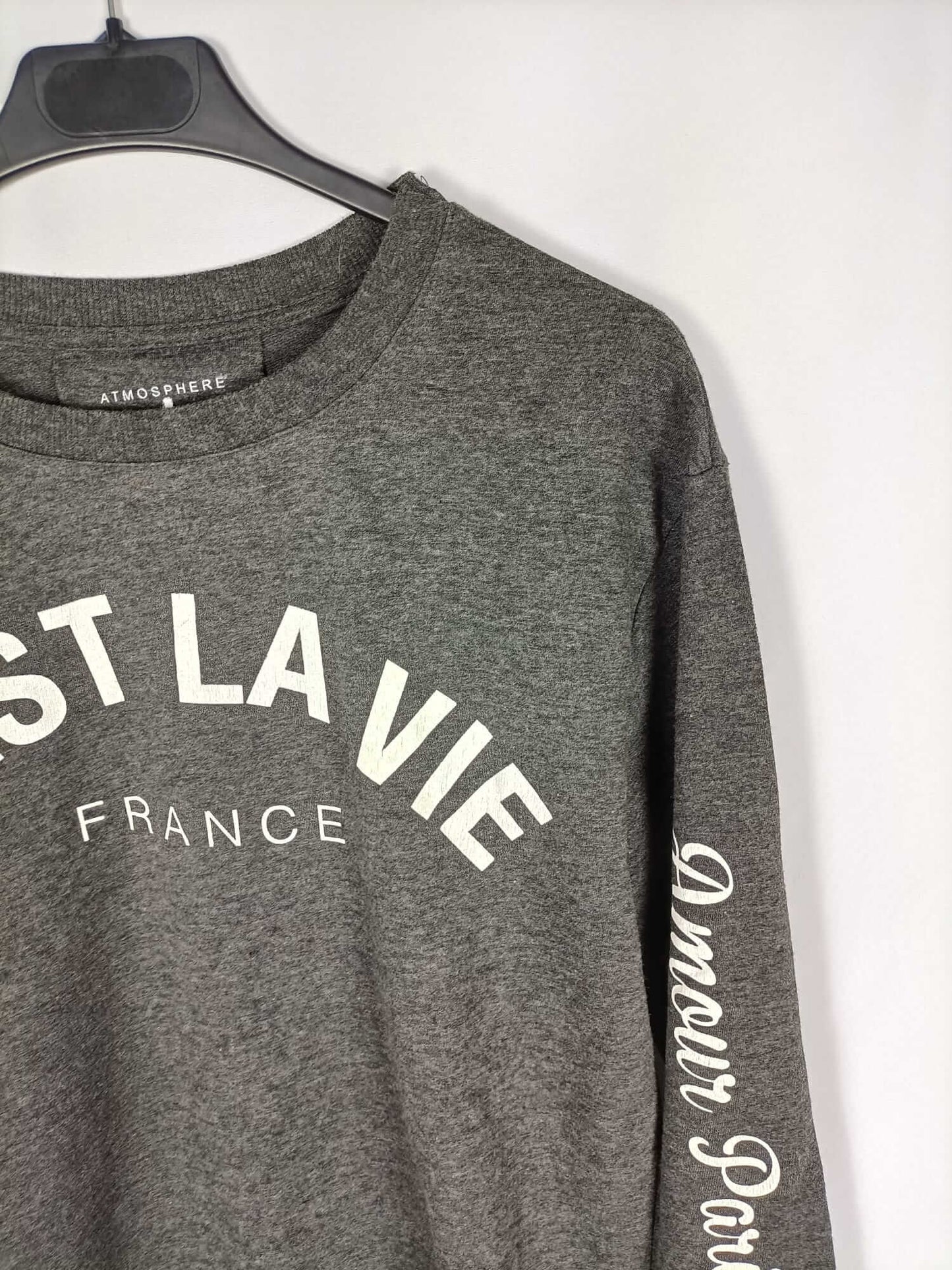 PRIMARK.Sudadera gris letras T.36