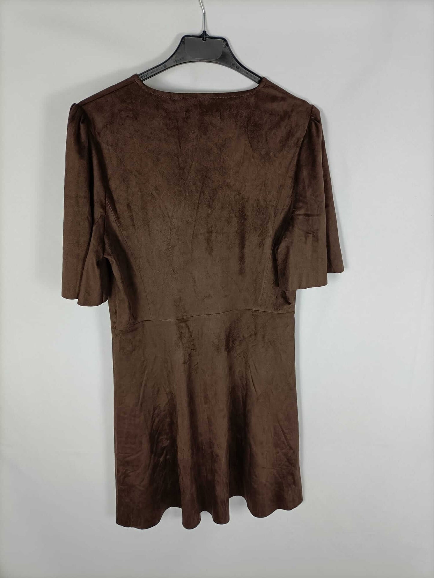 MANGO. Vestido marrón antelina T.m