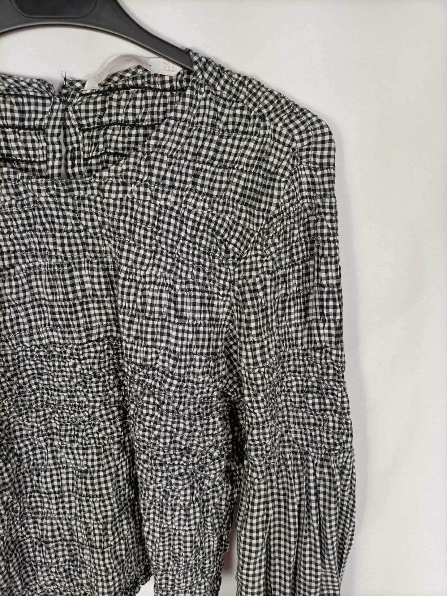 ZARA. Top fruncido cuadros vichí T.m