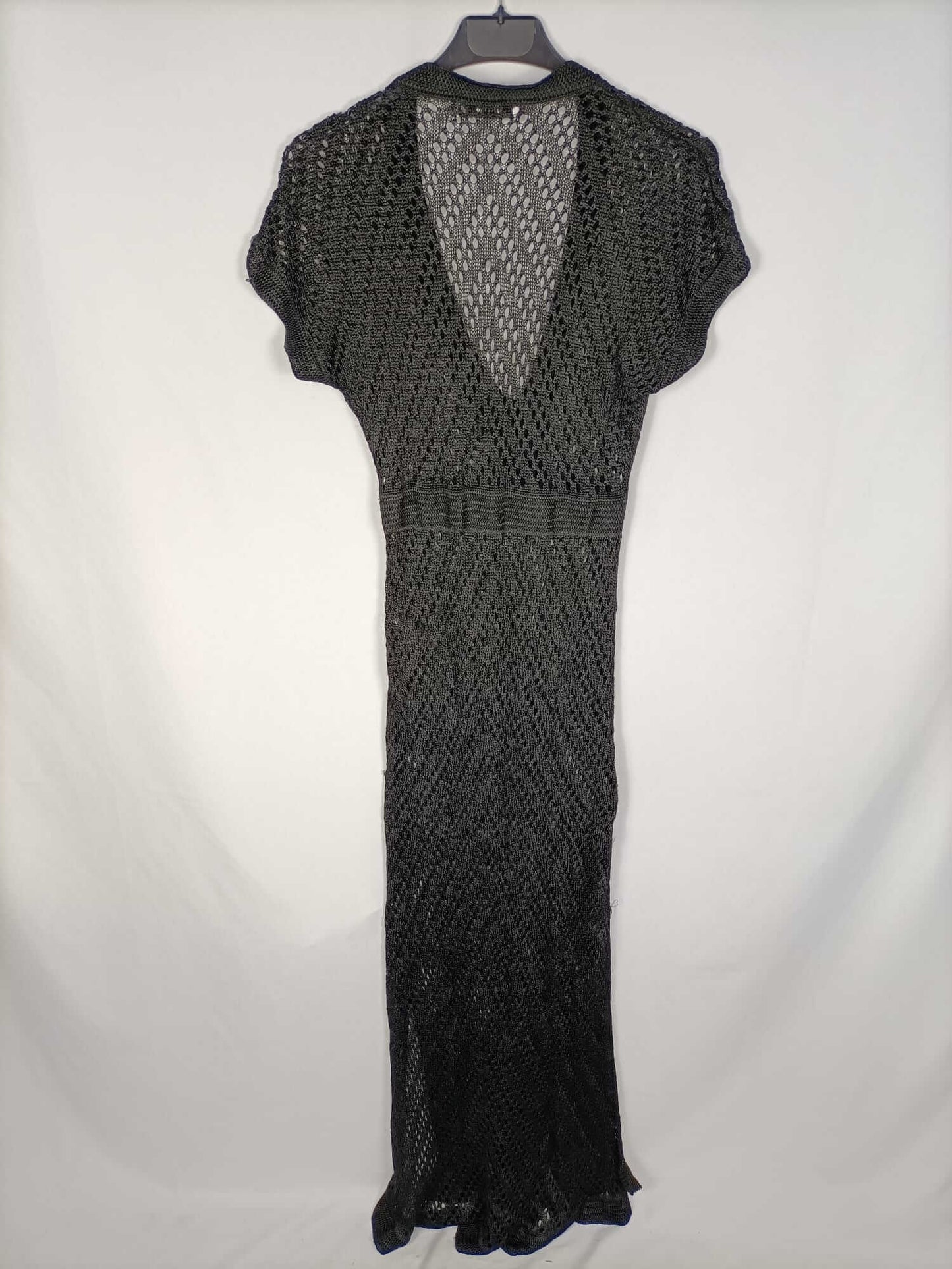ZARA.Vestido negro punto troquelado T.s