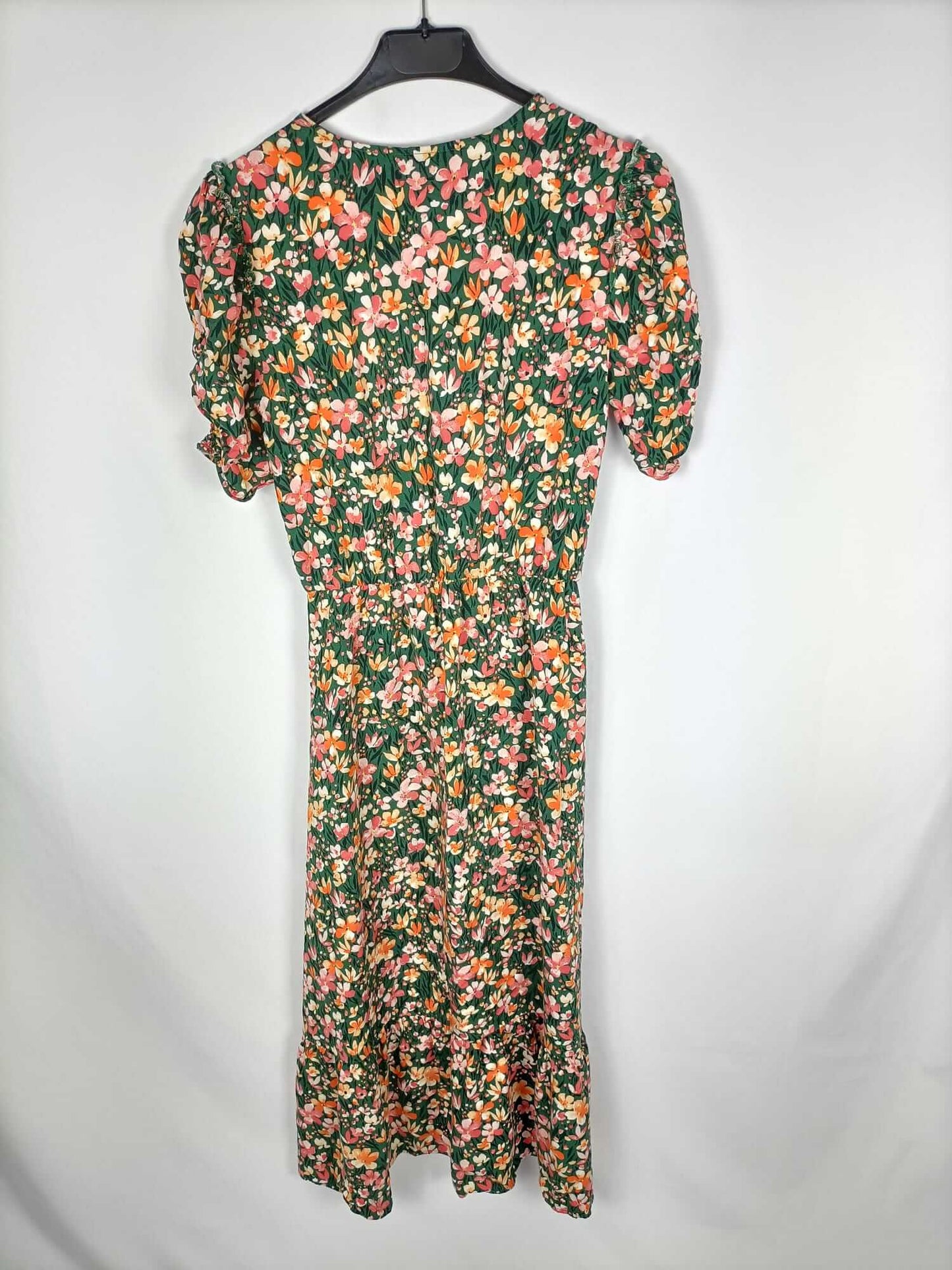 ZARA. Vestido verde flores T.xs