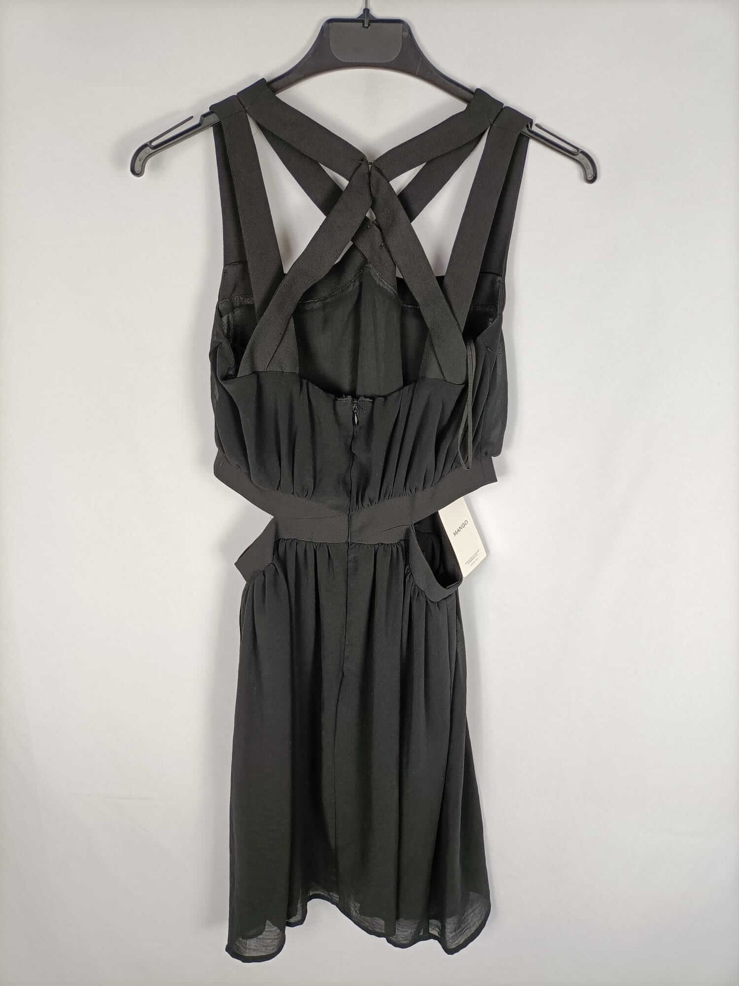 MANGO.Vestido negro aperturas T.xs