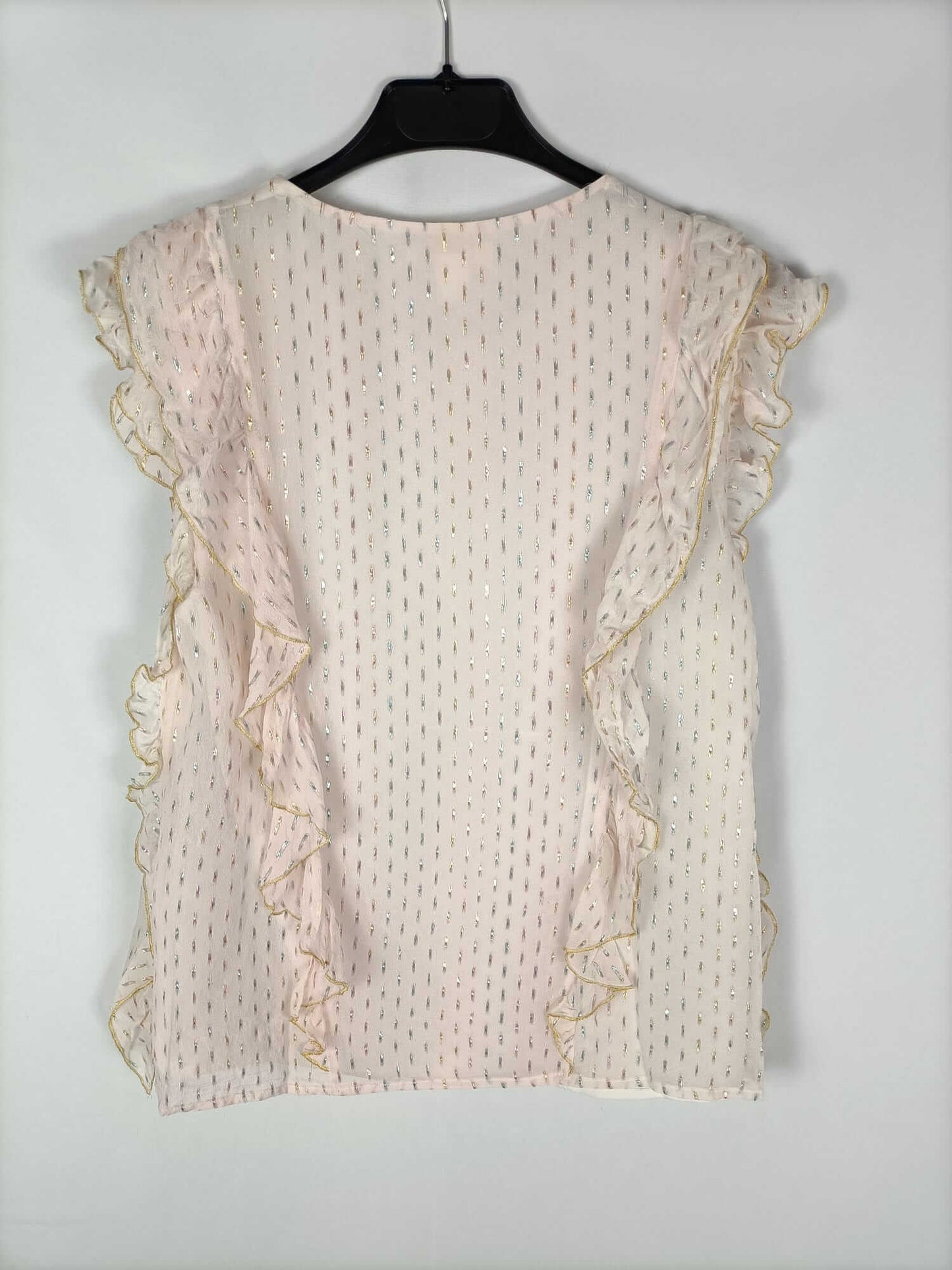 INTROPY. Pink metallic plumeti blouse T.38
