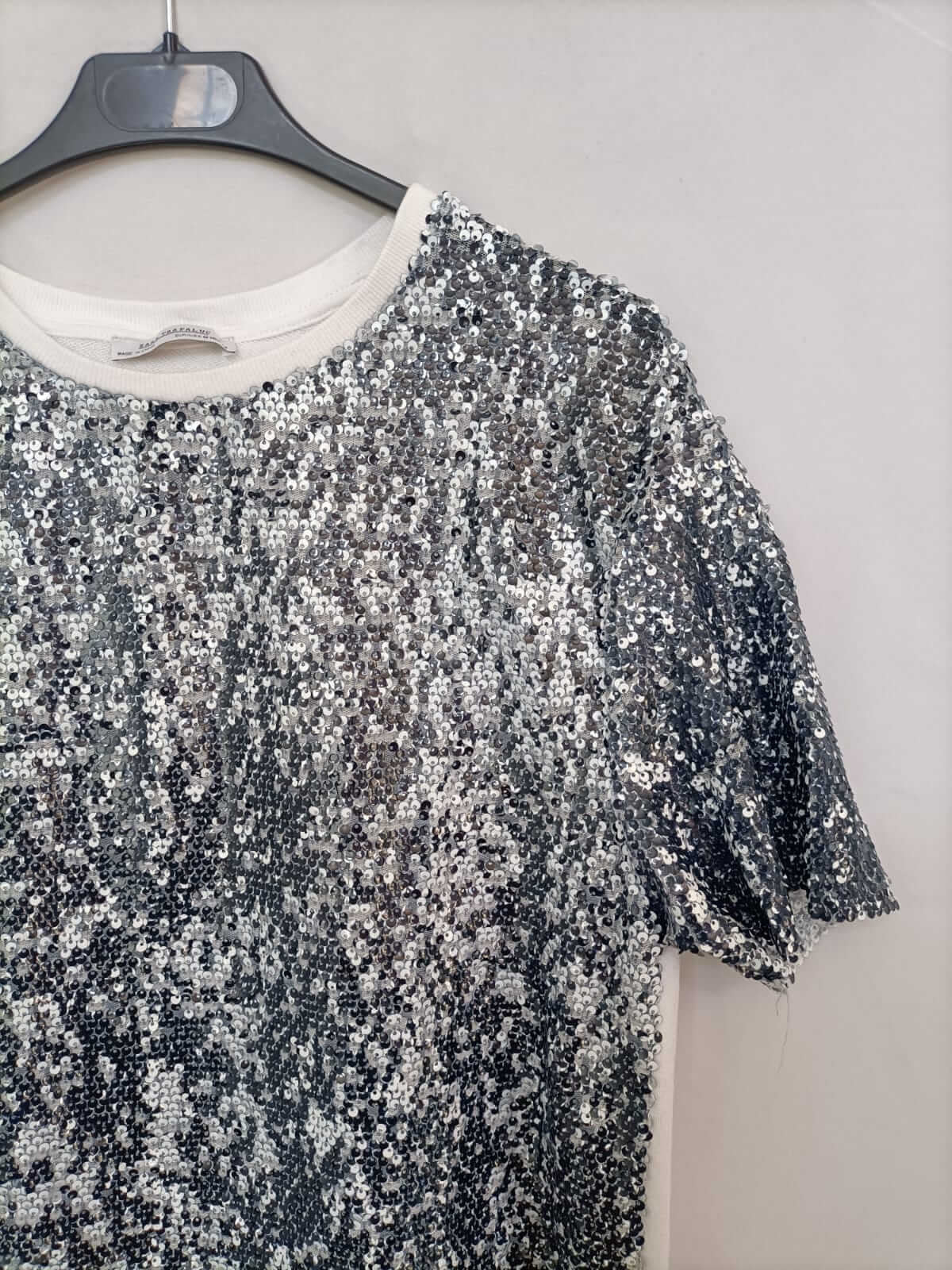 ZARA.Vestido corto lentejuelas T.m