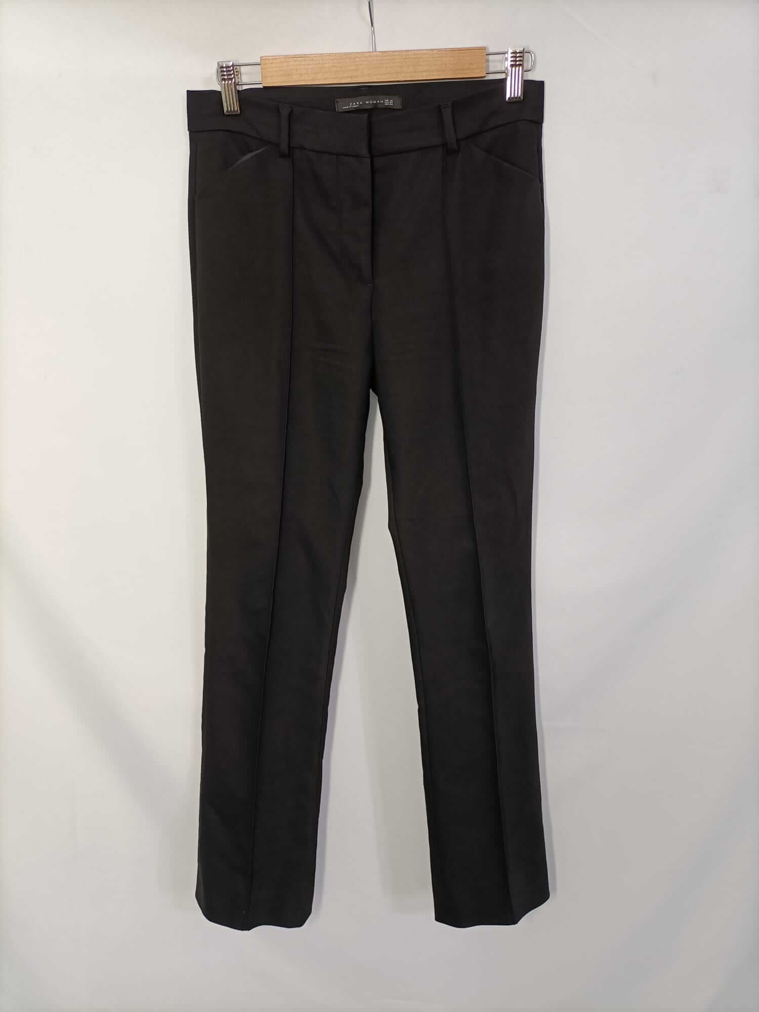 blue dress for baby girl Zara Woman Black Mid Rise Side Zip Straight Leg Trouser Dress Pants Size S main image 1