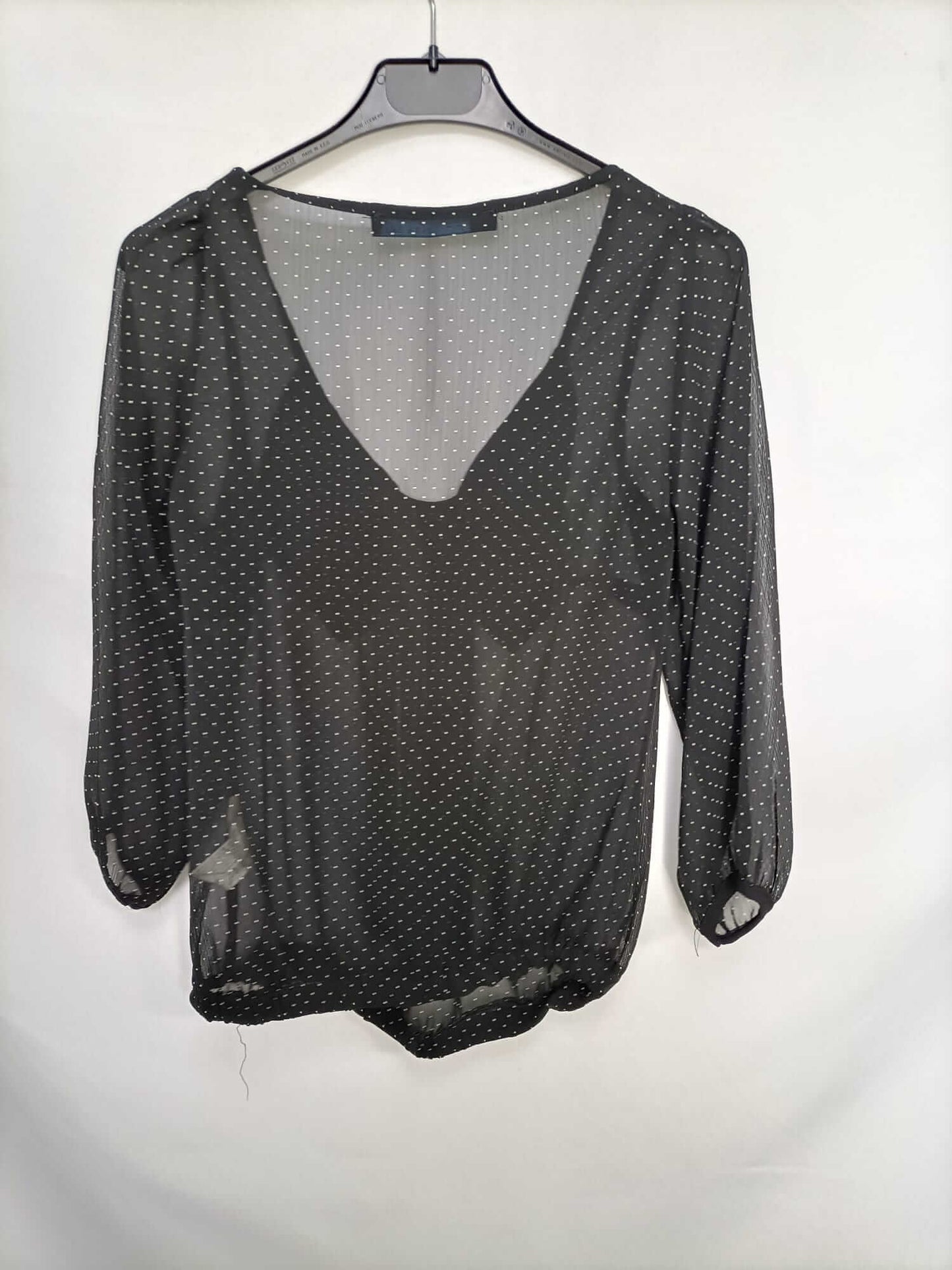 ZARA. Black polka dot blouse T.xs