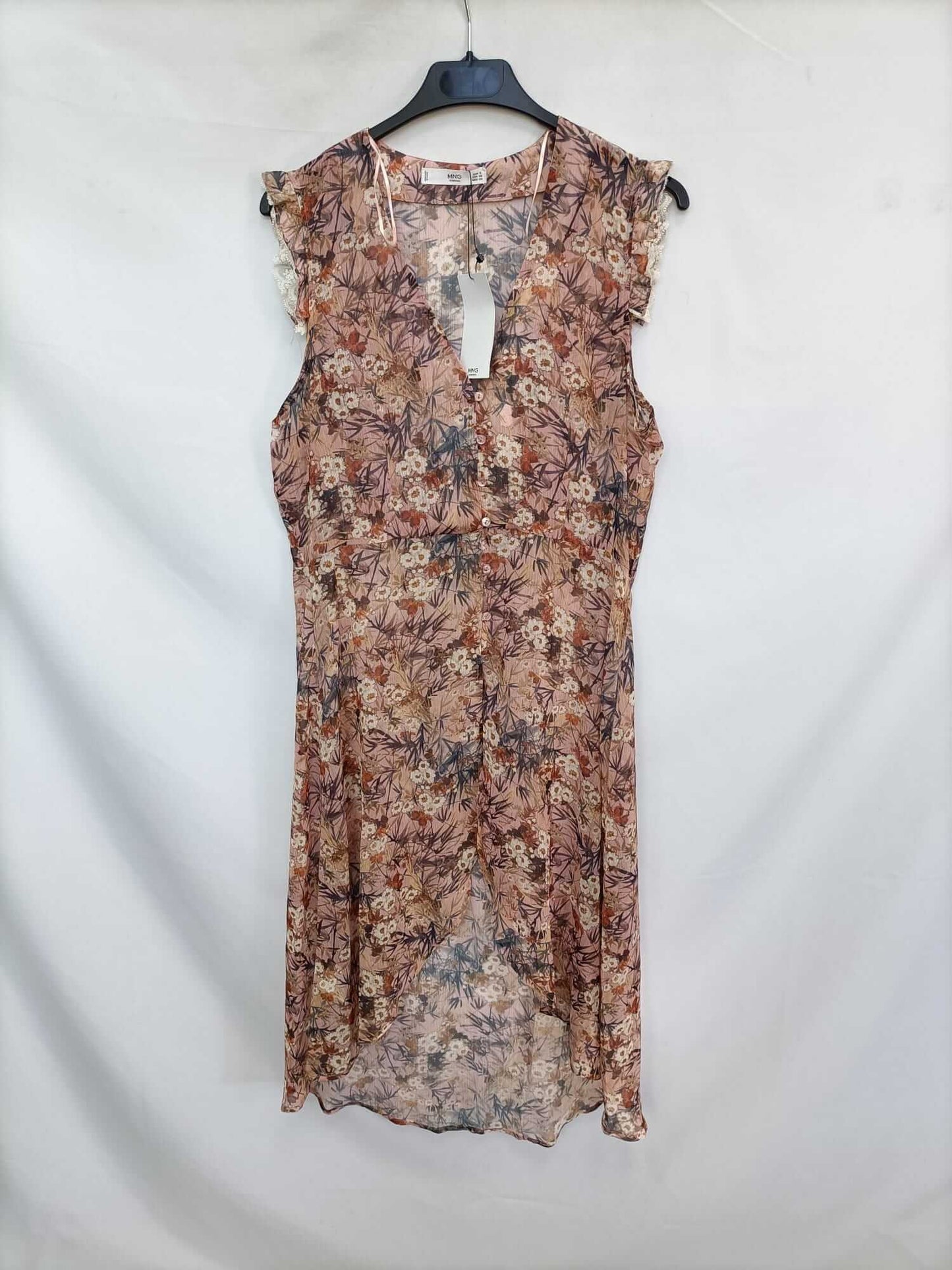 MANGO. Blusa smoking flores T.s