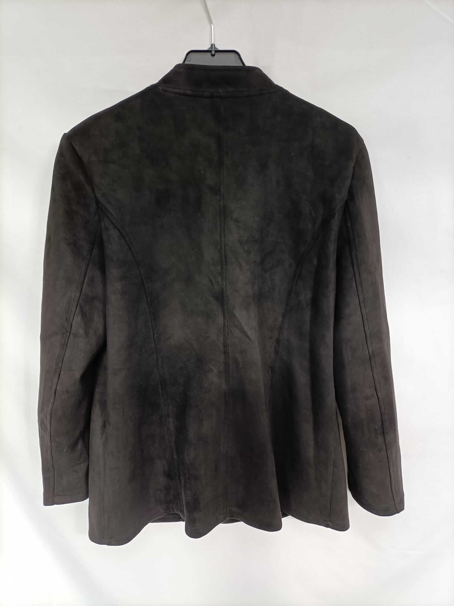 MULAYA. Black suede coat with buttons.