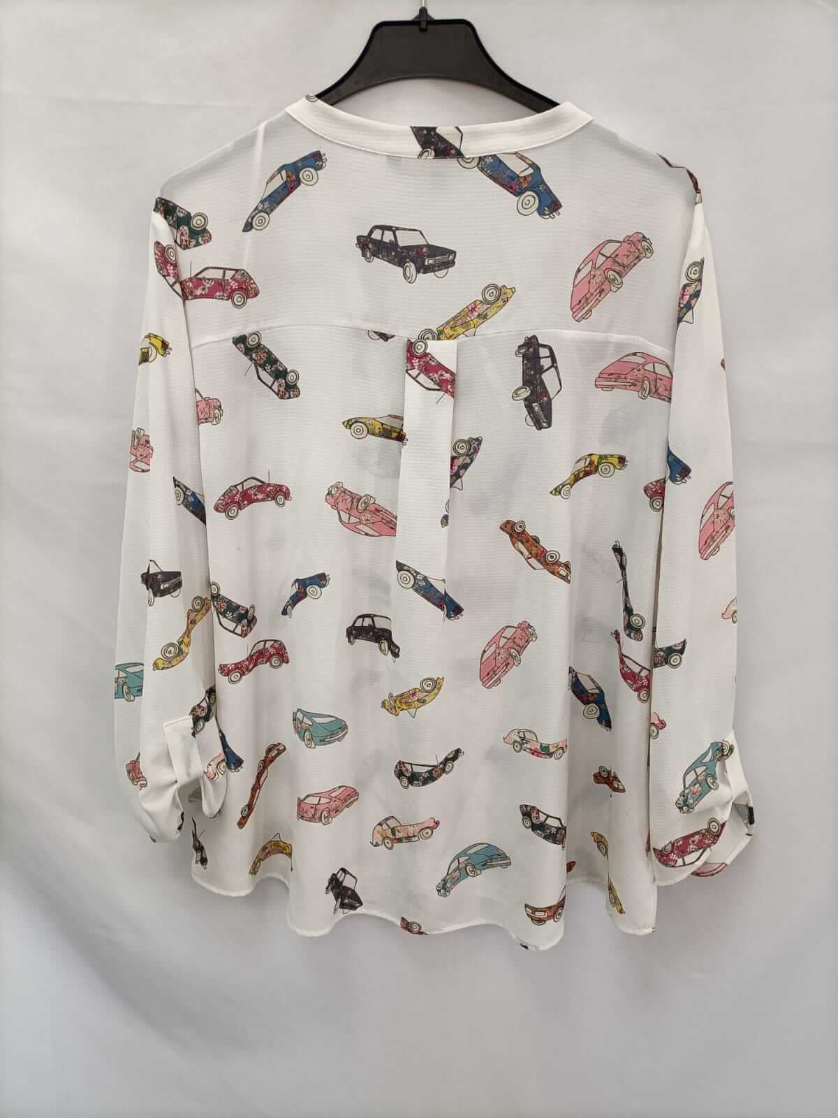 ELOGY. White blouse with cars, size XL