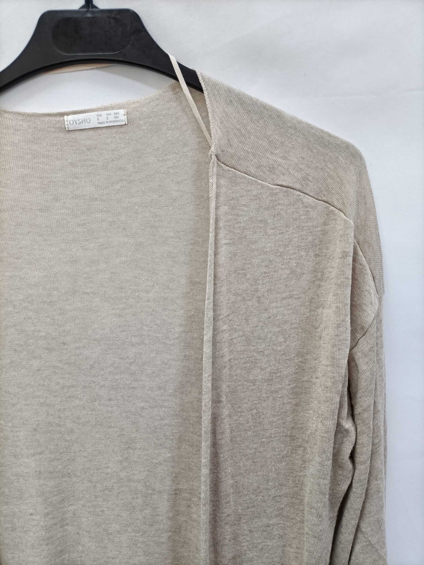 OYSHO. Beige heathered thin cardigan Ts