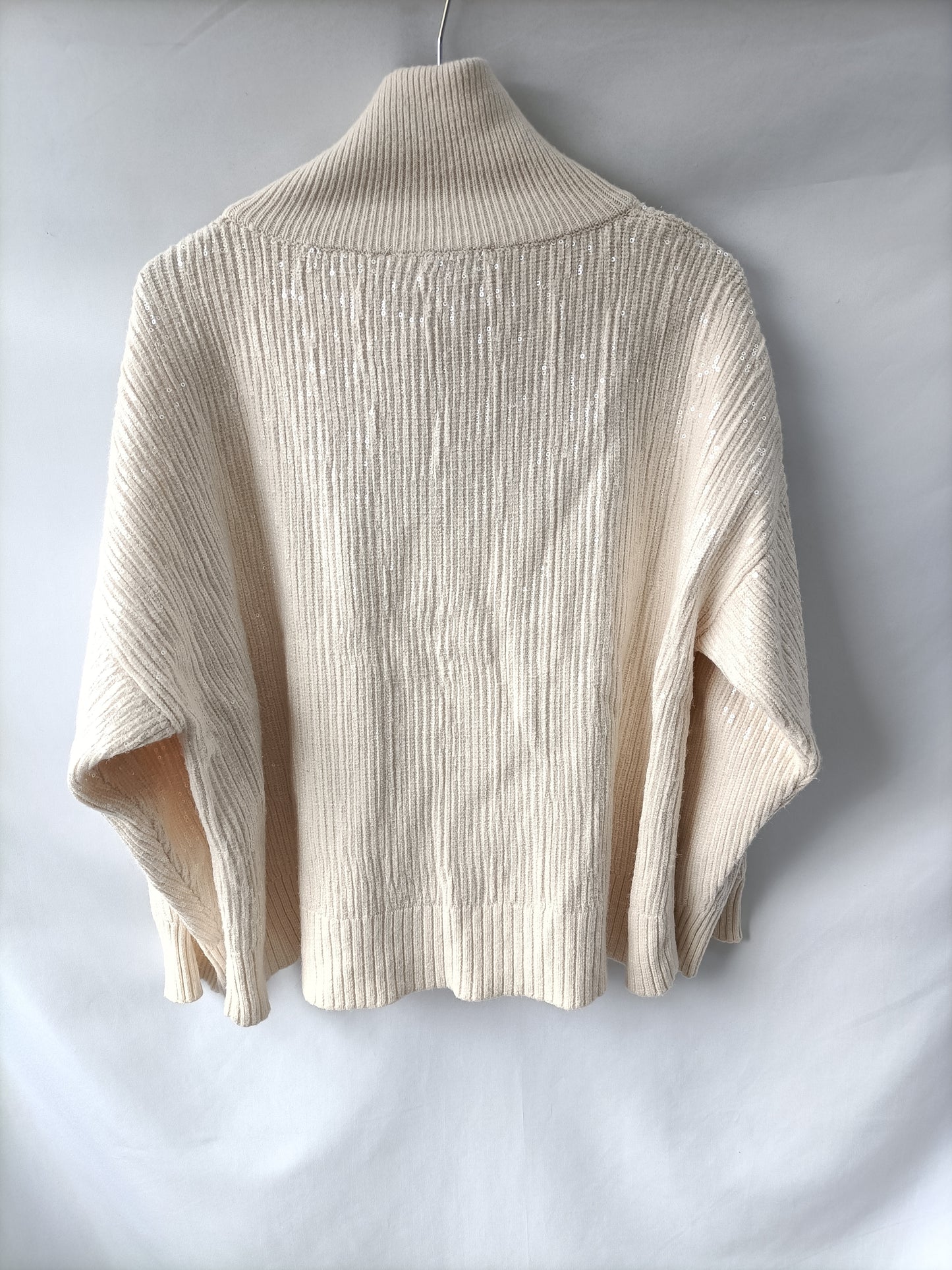 ZARA. Jersey beige lentejuelas T.s