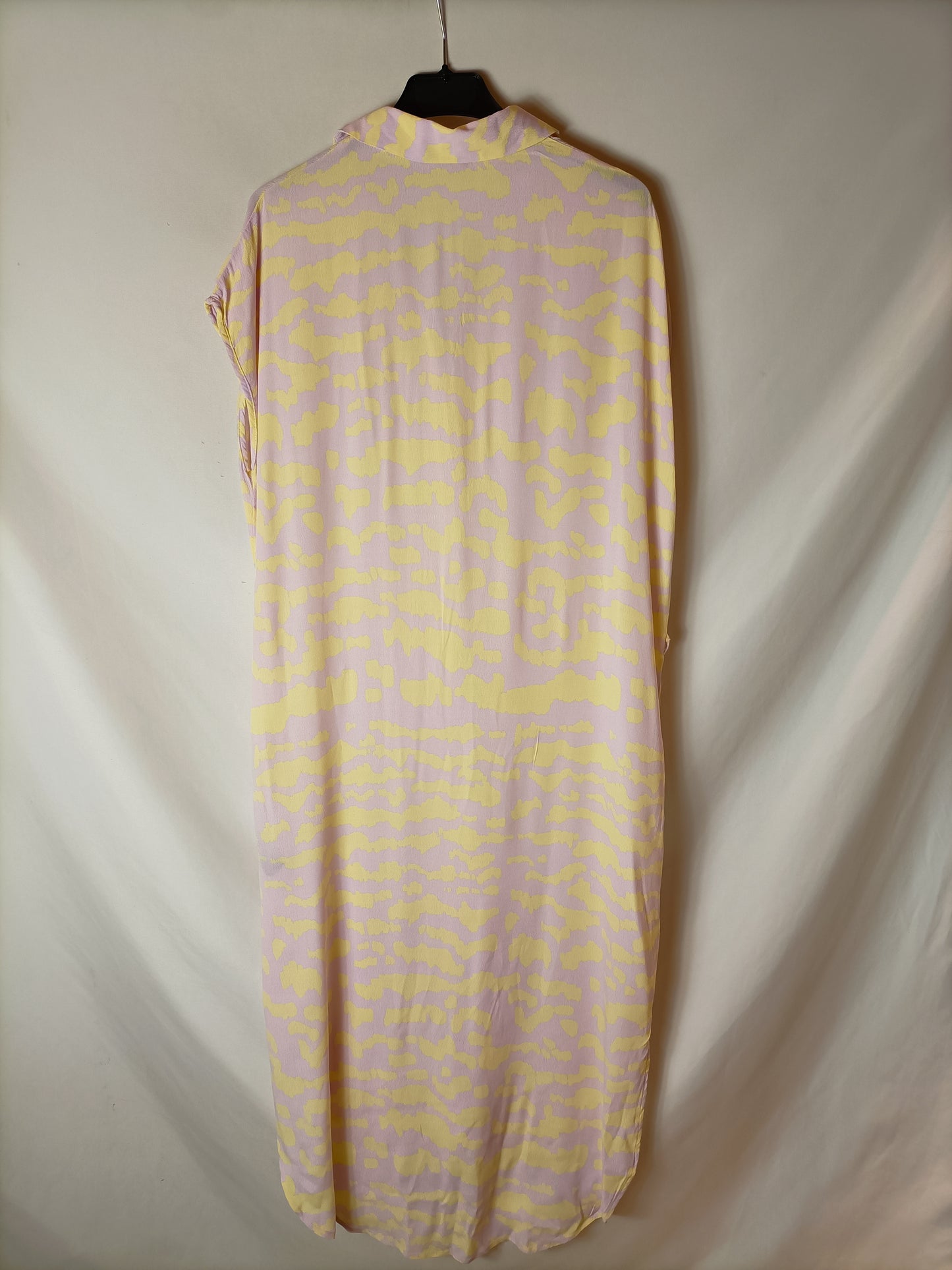 PARFOIS. Vestido largo camisero bicolor. T M (tara)