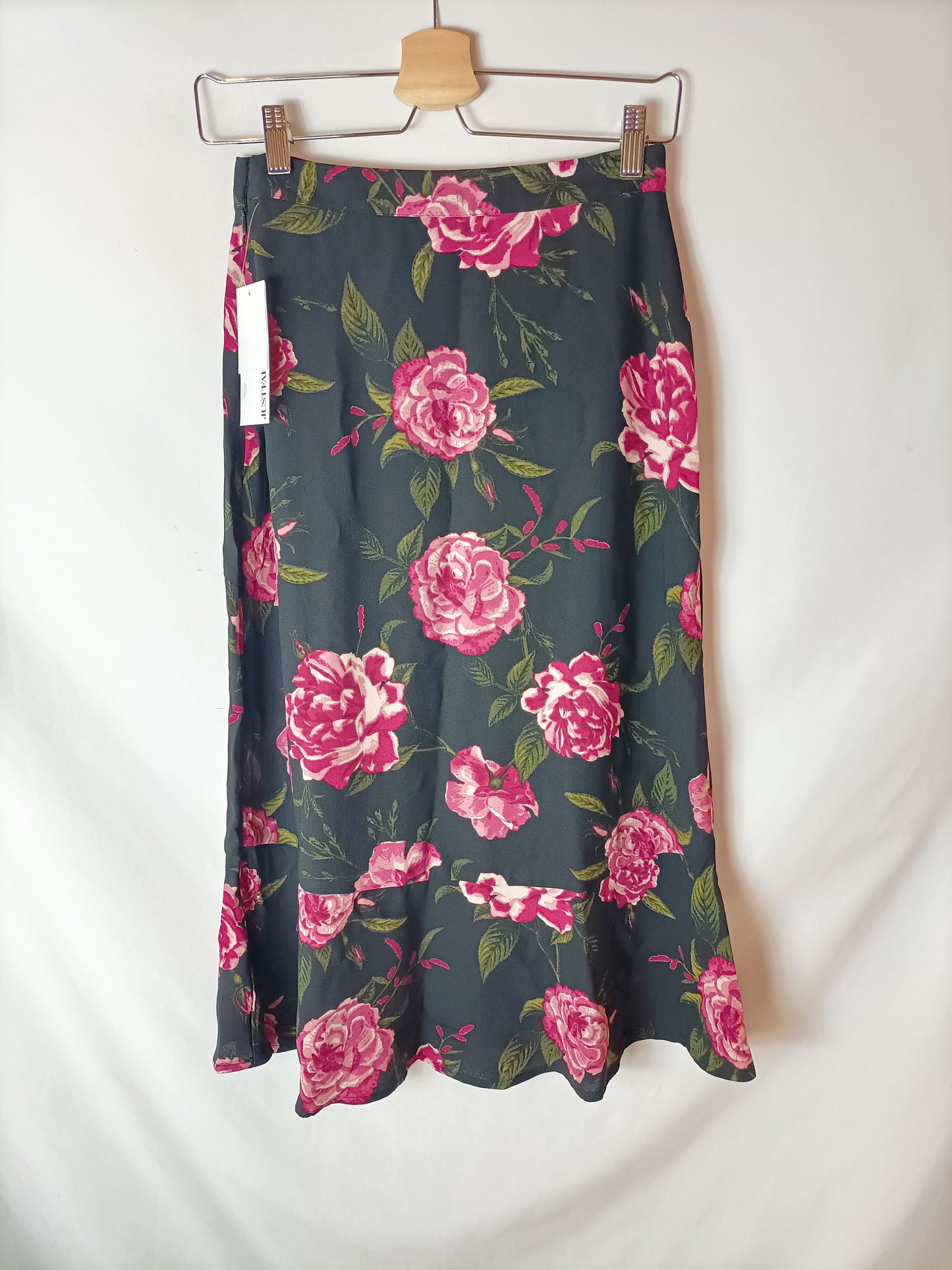JUSTFAB. Falda midi flores T.xs