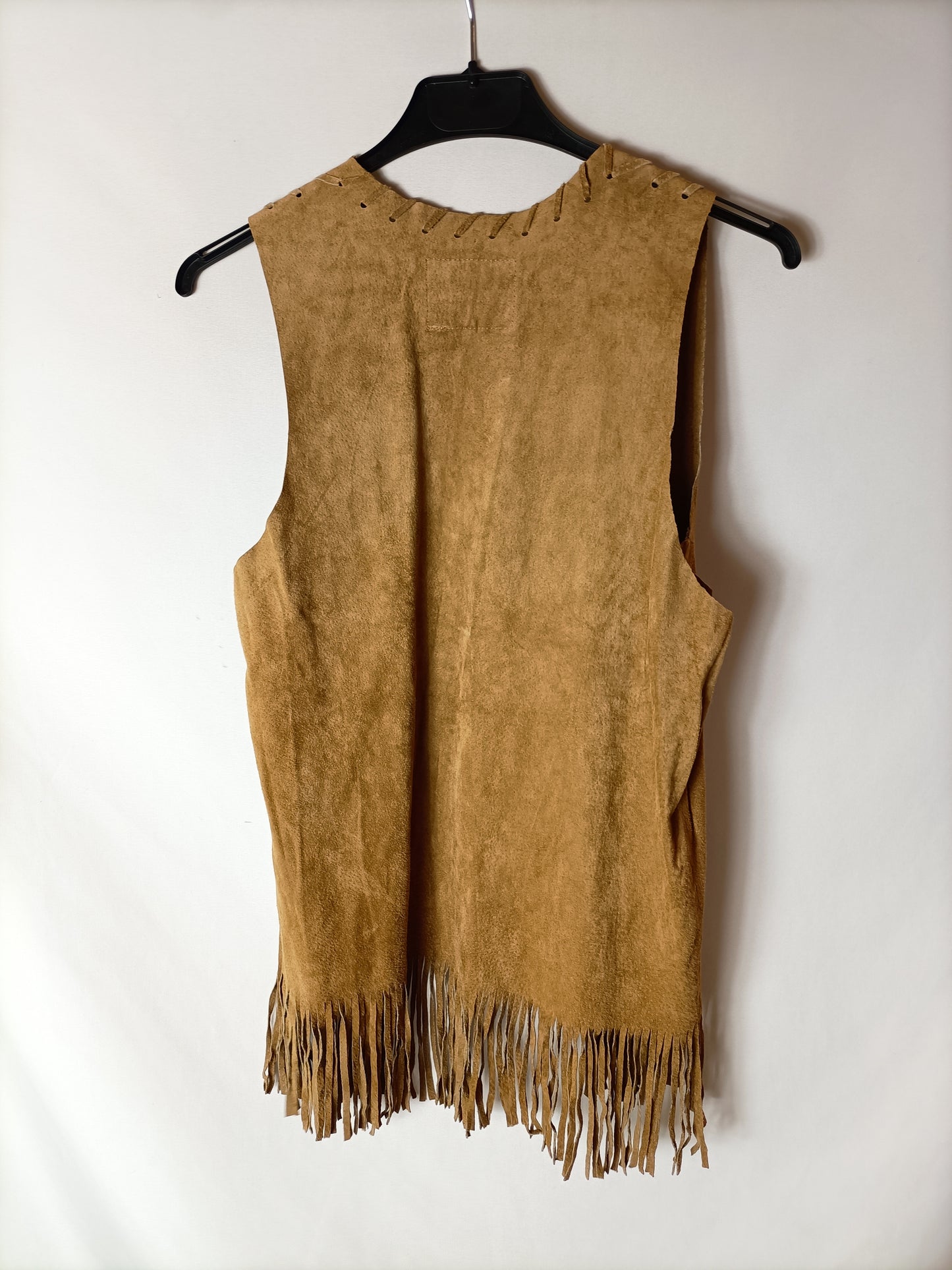 STRADIVARIUS. Chaleco piel flecos T.m