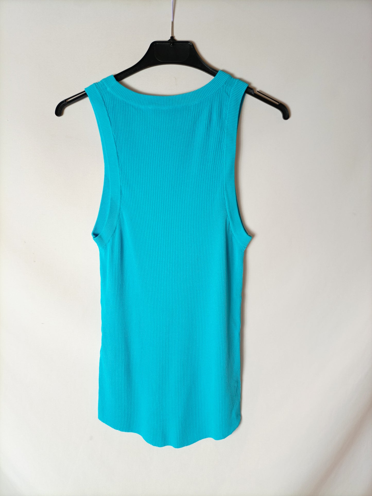 ZARA. Camiseta canalé turquesa T.xl