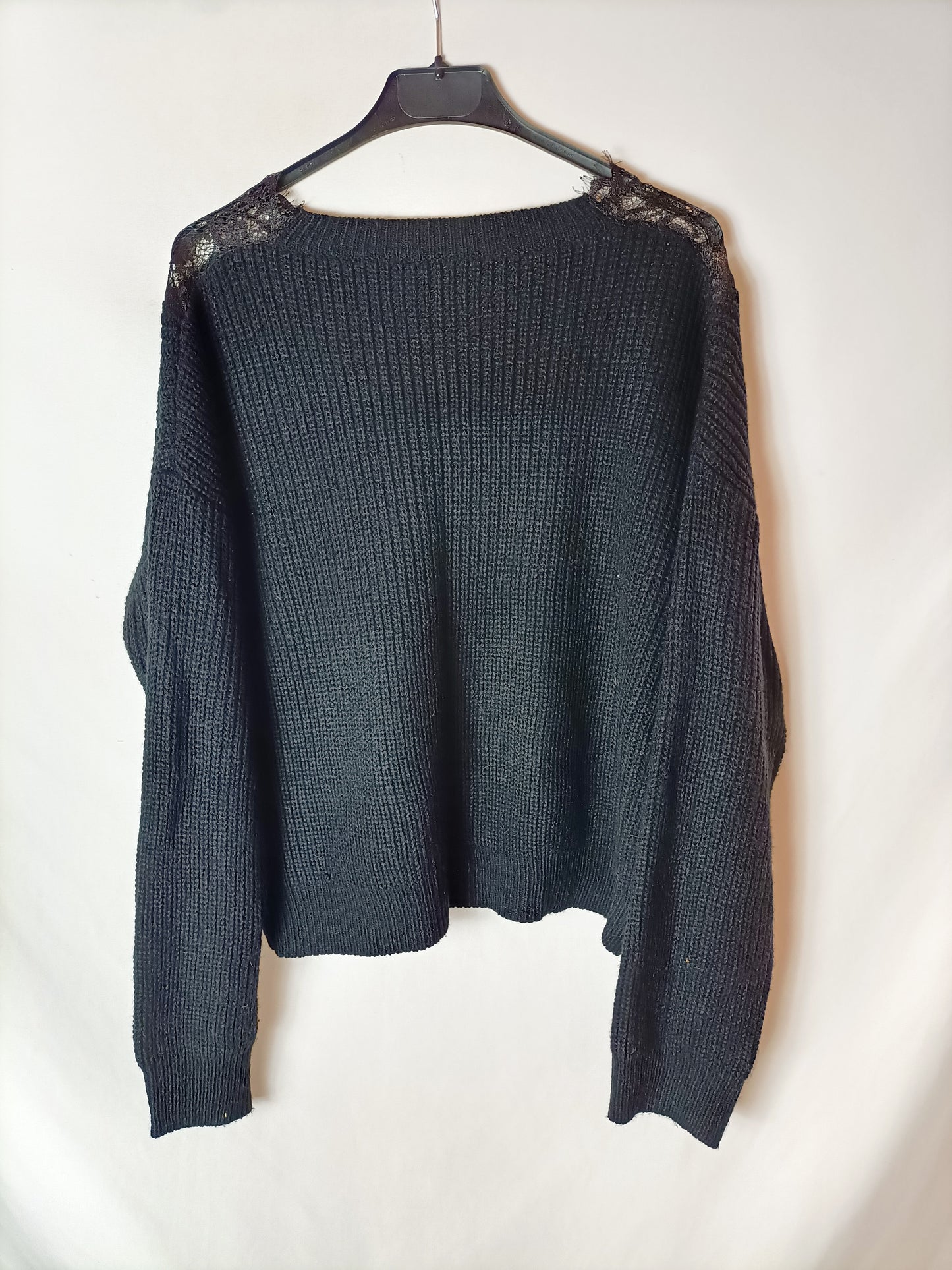 SHEIN. Jersey negro encaje T.l