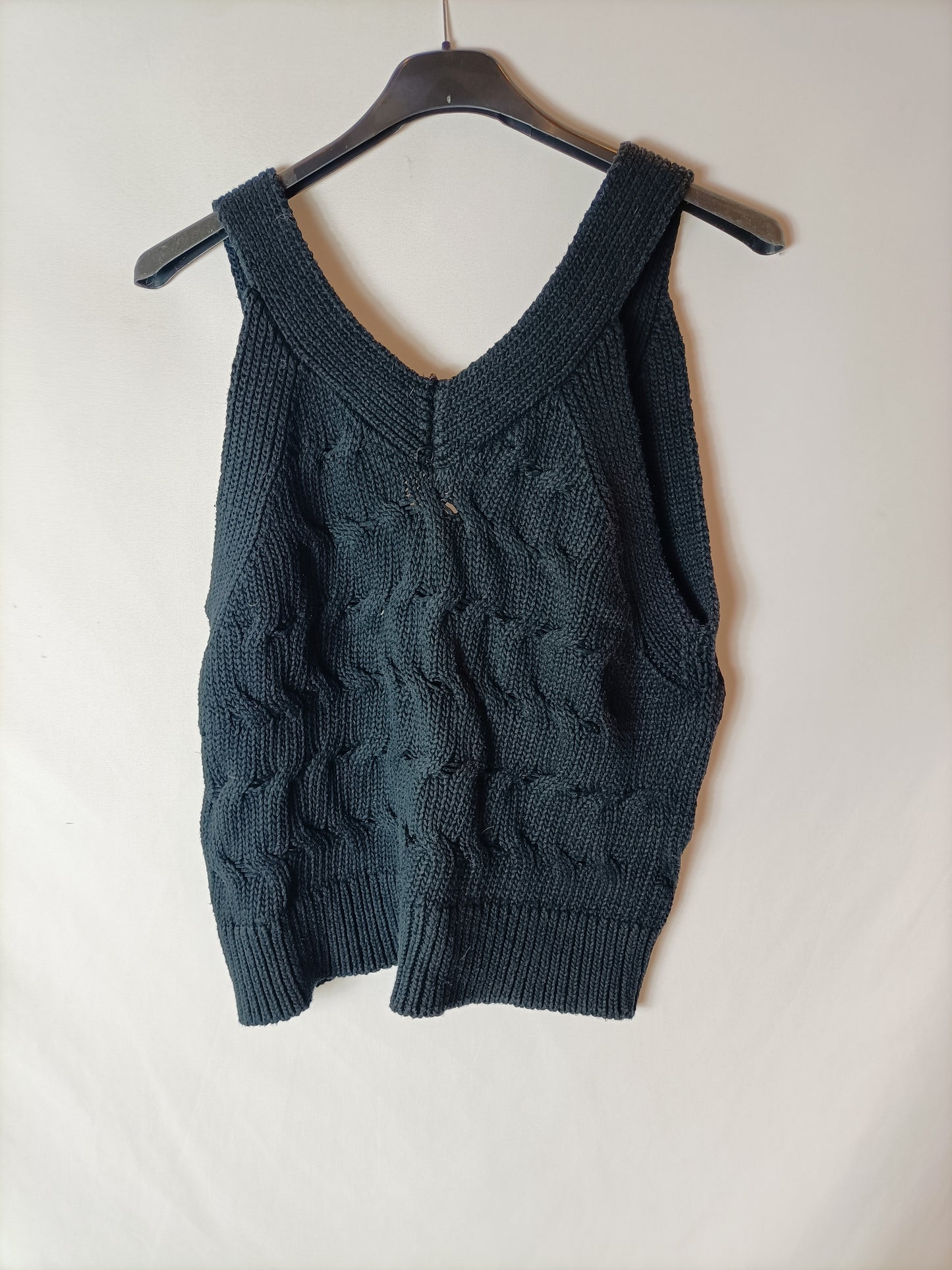 ZARA. Chaleco punto azul marino. T S