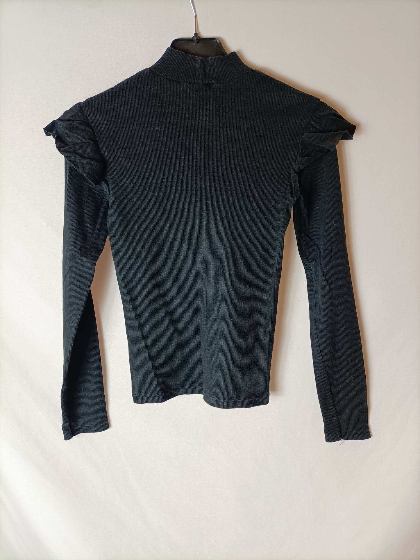 ZARA. Top negro manga larga T.s