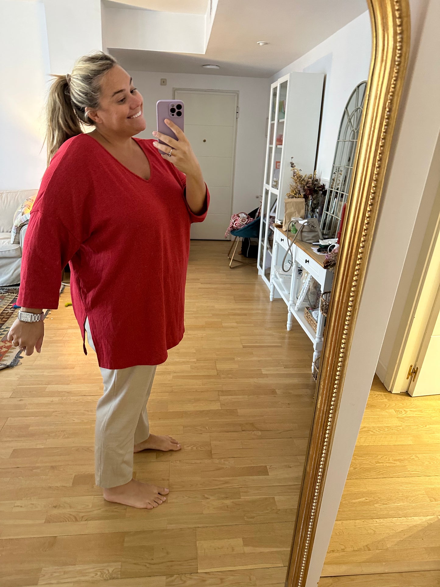 NEW LOOK CURVE. Red knit sweater size 54