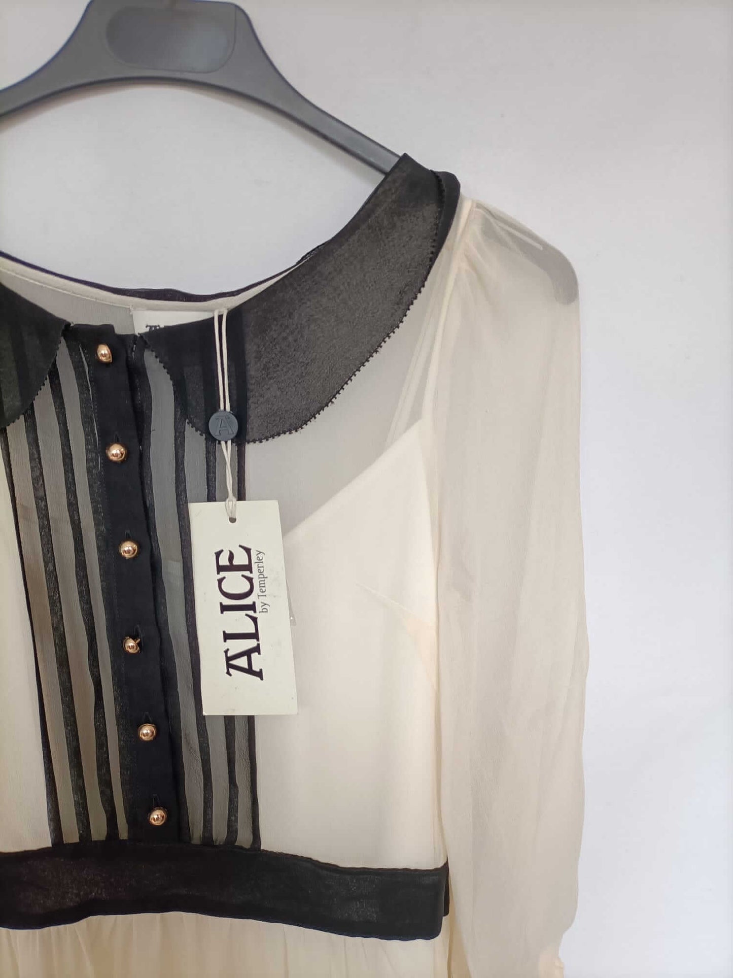 CORTE INGLLÉS. Vestido beige seda T.4 (m)