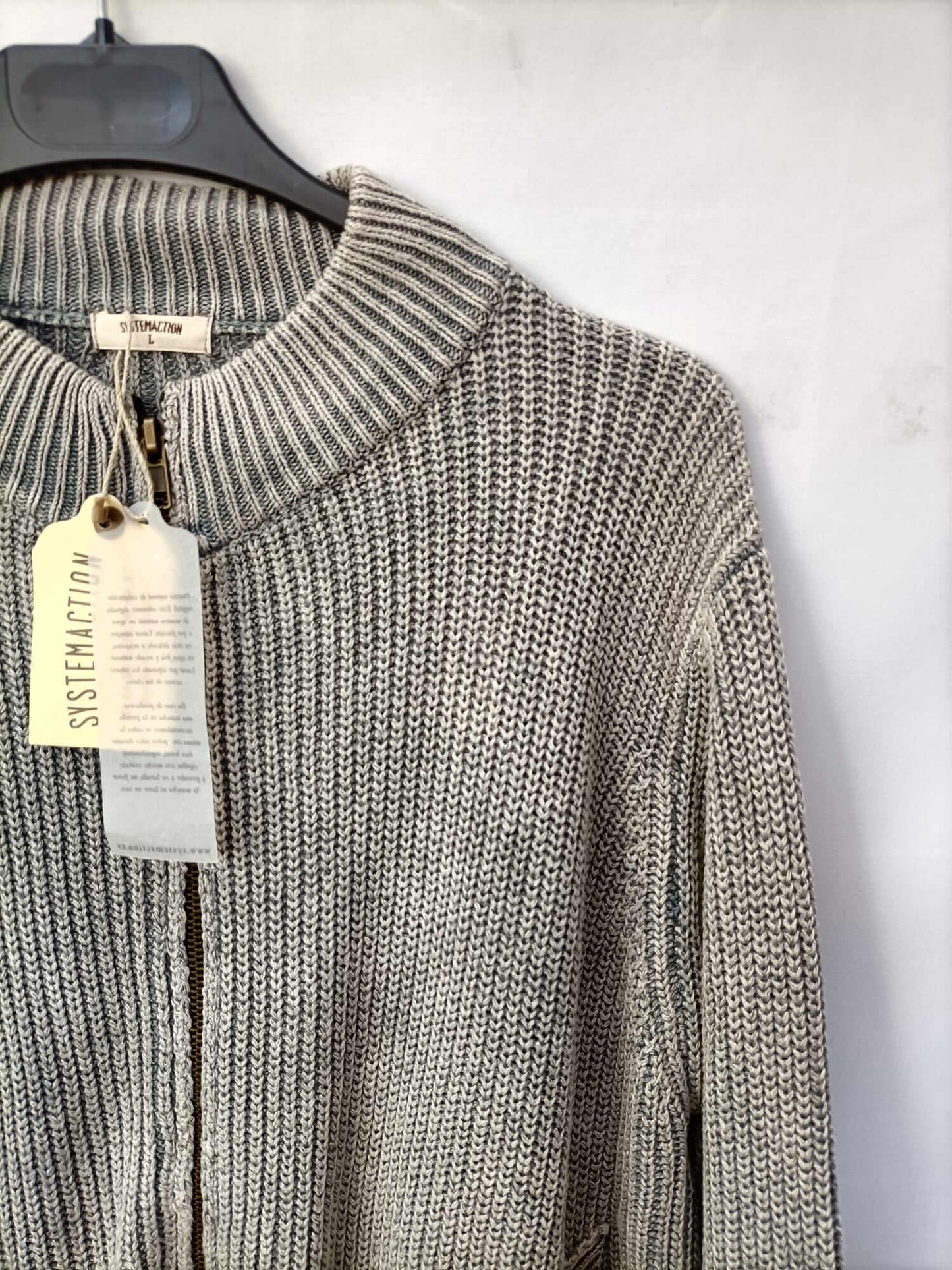 SYTEMACTION. Jersey gris y beige cremallera T.l