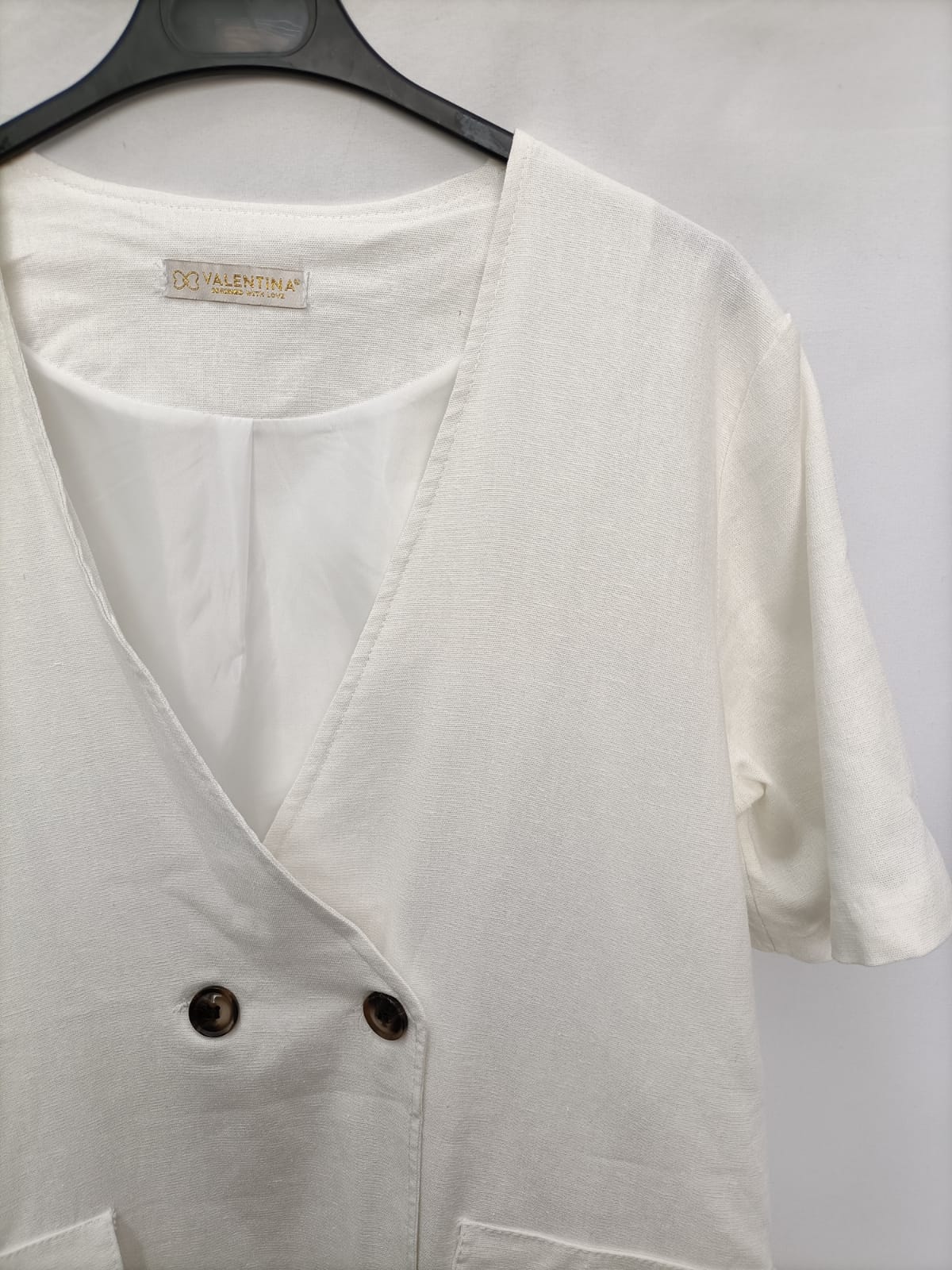 VALENTINA. Blusa/blazer blanca lino T.l