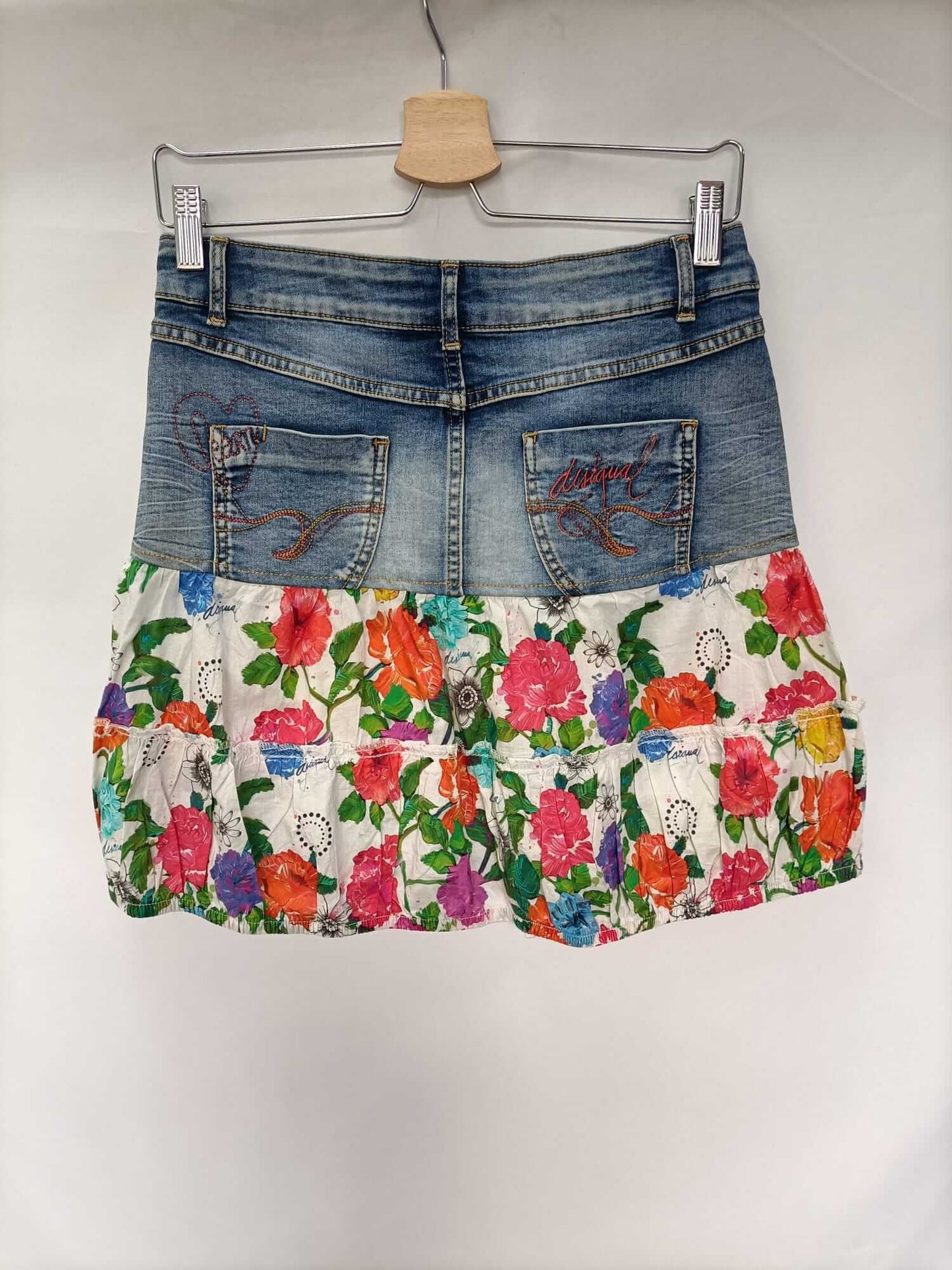 DESIGUAL. Double texture short skirt S.36