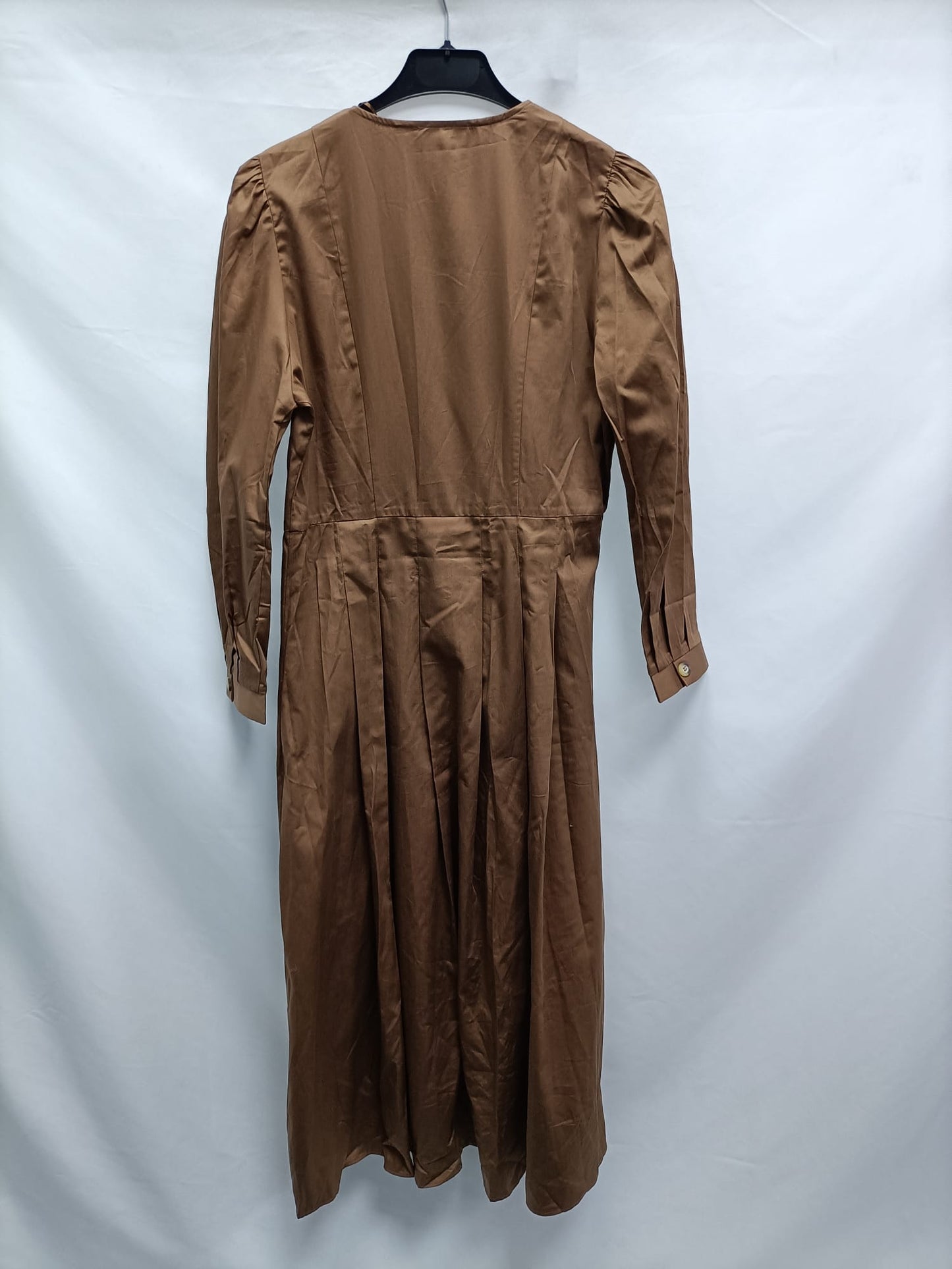 ZARA.Vestido midi marrón abotonado T.m