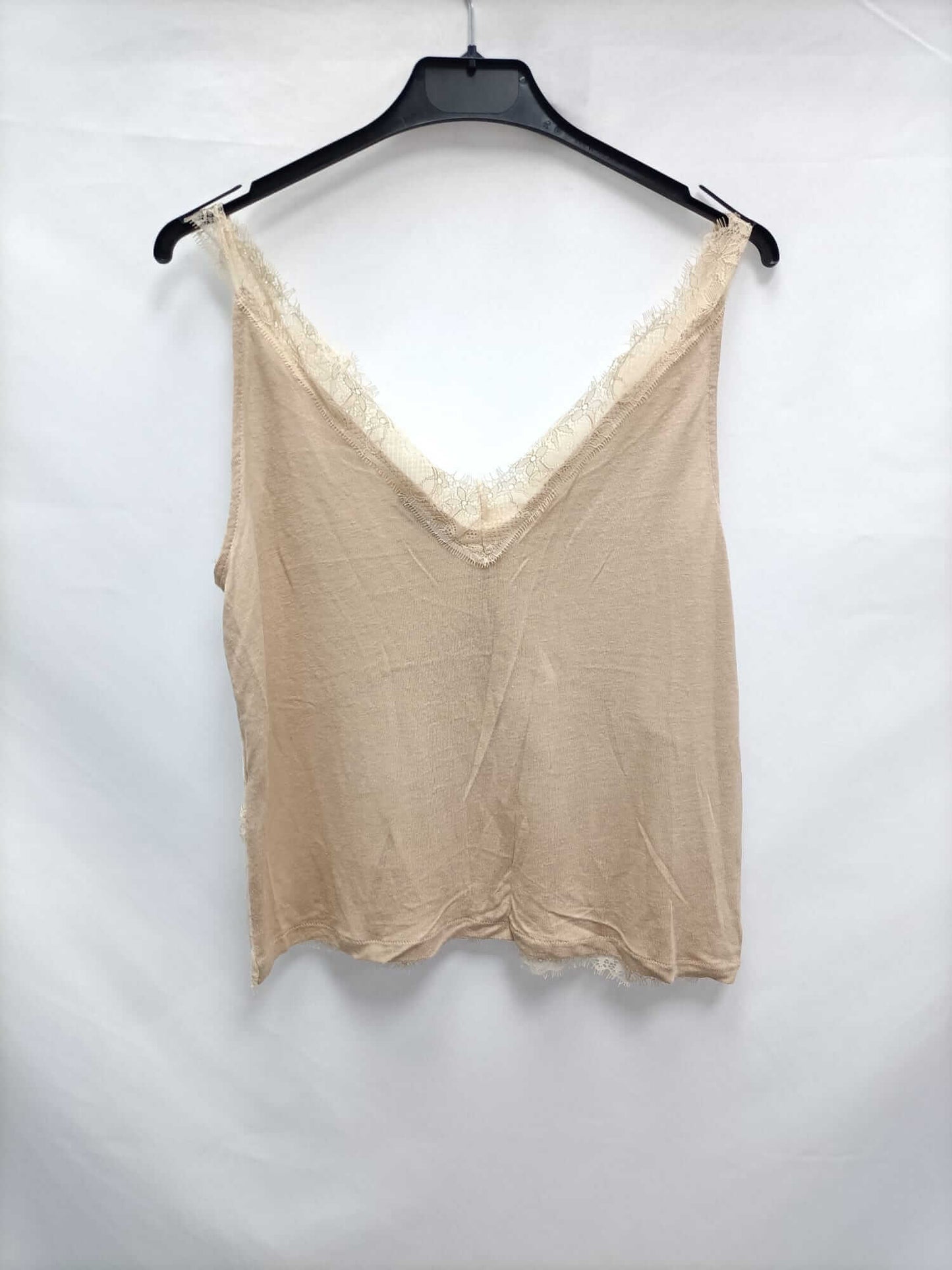 ZARA.Top nude lencero doble textura T.m