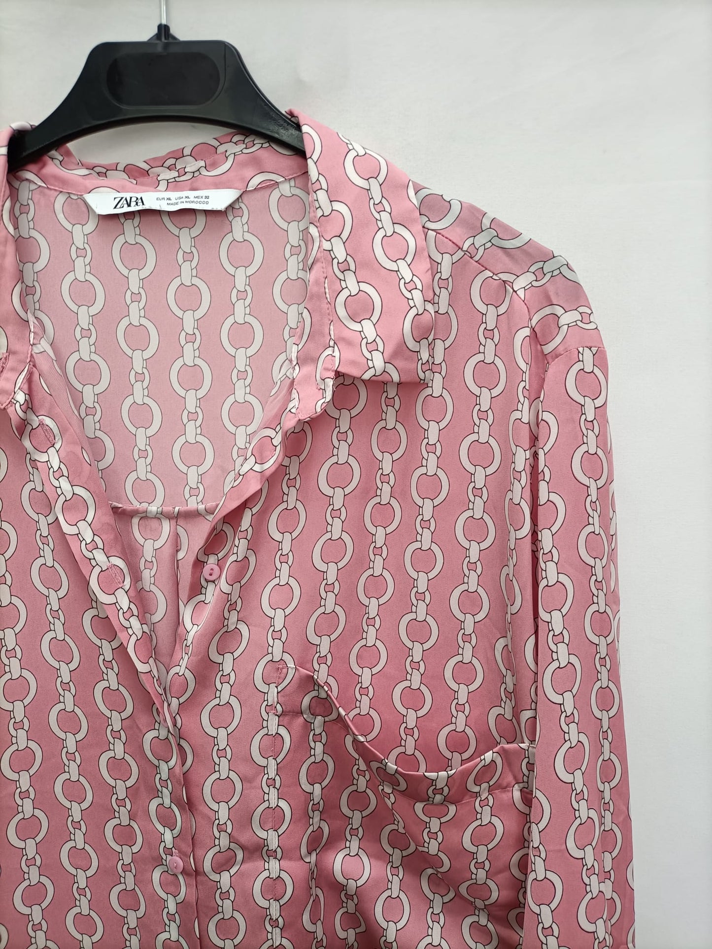 ZARA.Pink printed blouse T.xl