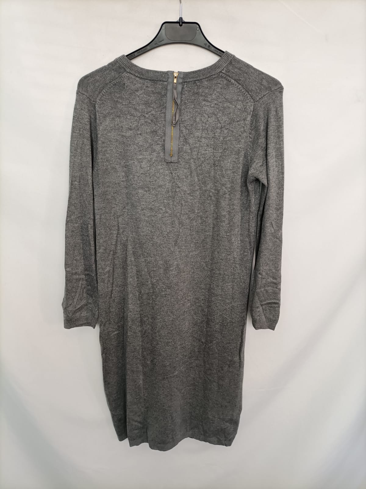 ZARA.Vestido corto punto gris T.s
