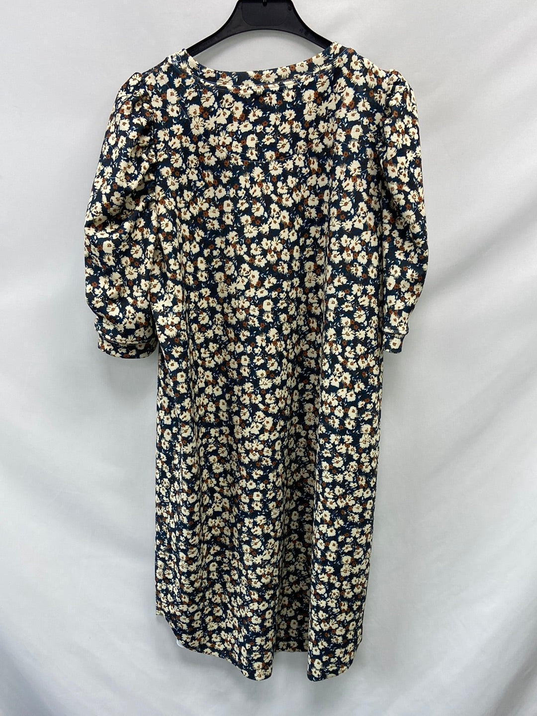 ZARA.Vestido flores mangas abullonadas T.M